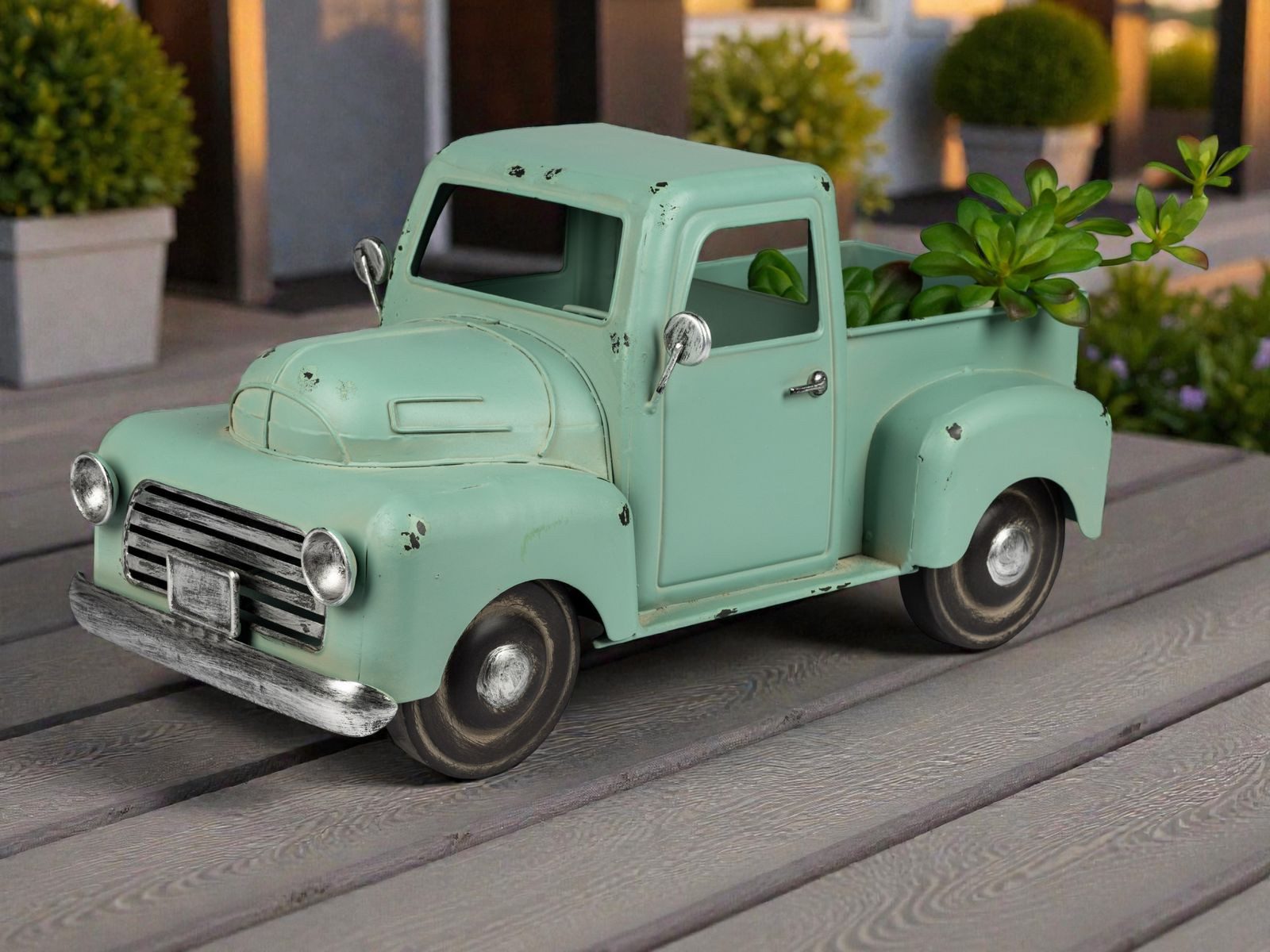 formano Gartenfigur Deko Auto Vintage Metall 43 cm Garten Truck Mint Fahrzeug handbemalt