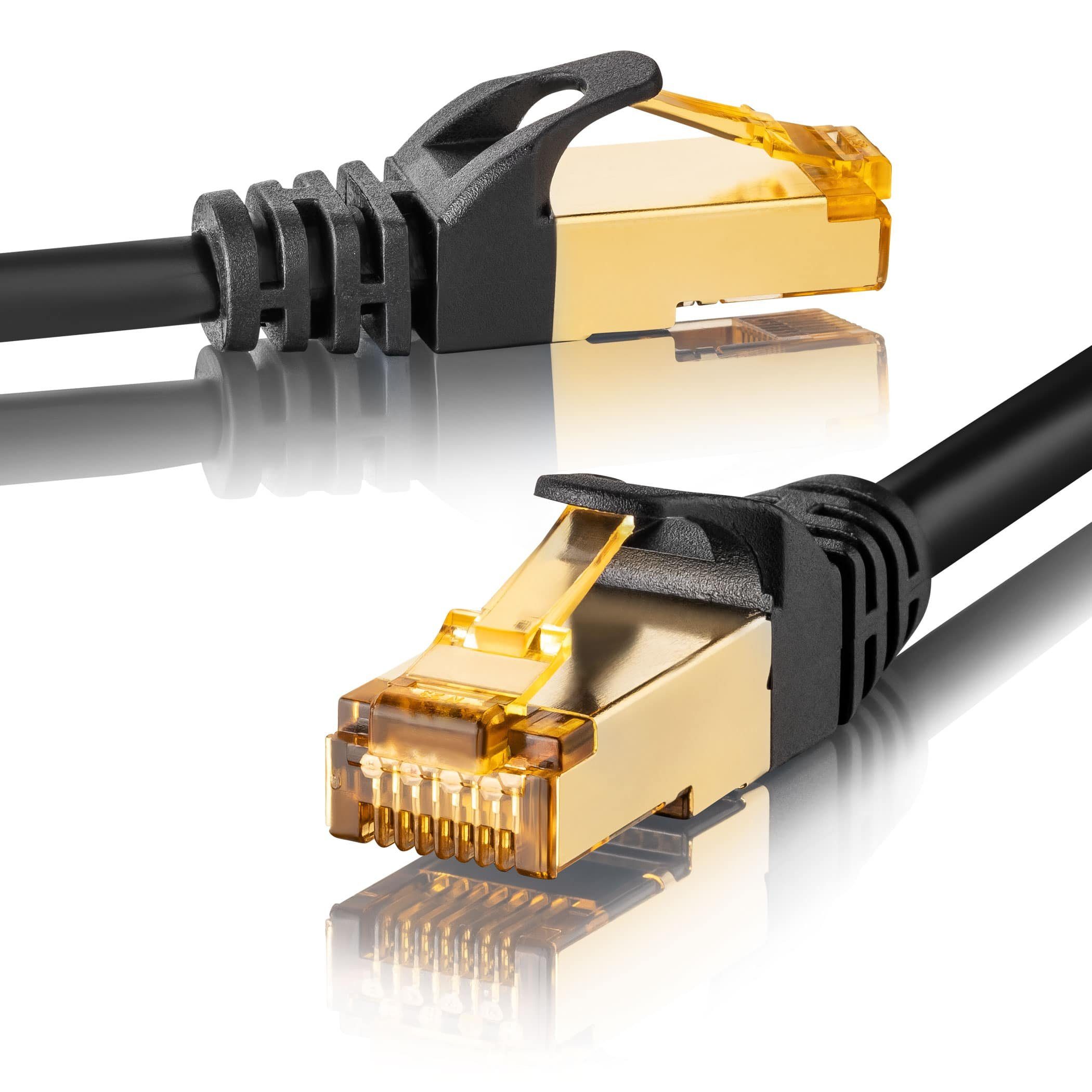 SEBSON LAN Kabel 50cm CAT 7 rund, Netzwerkkabel 10 Gbit/s, RJ45 Stecker -  S-FTP abgeschirmt Netzkabel, (50 cm)