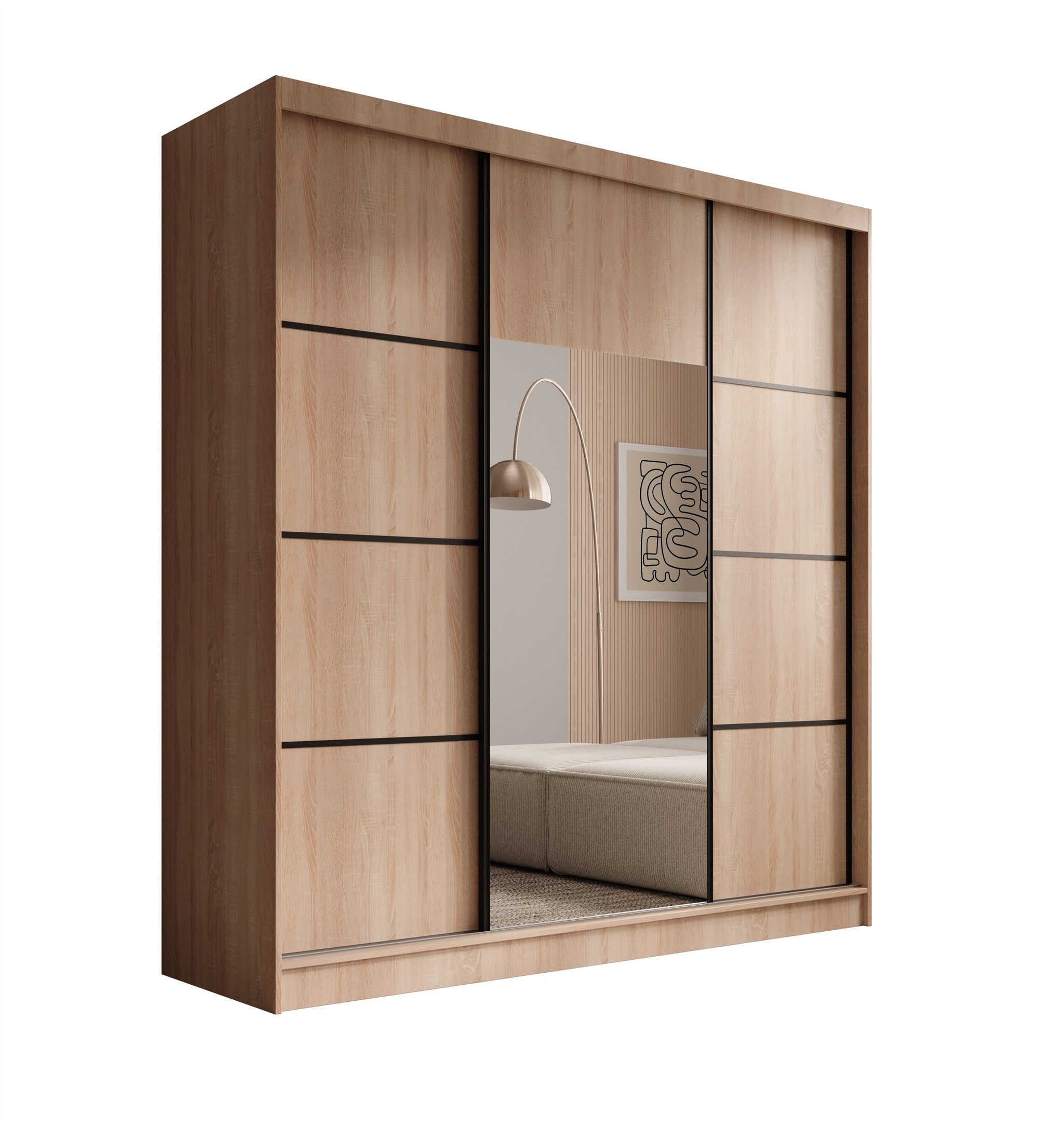 Fun Möbel Schiebetürenschrank Schrank ALFA 200 x 215 x 61 cm