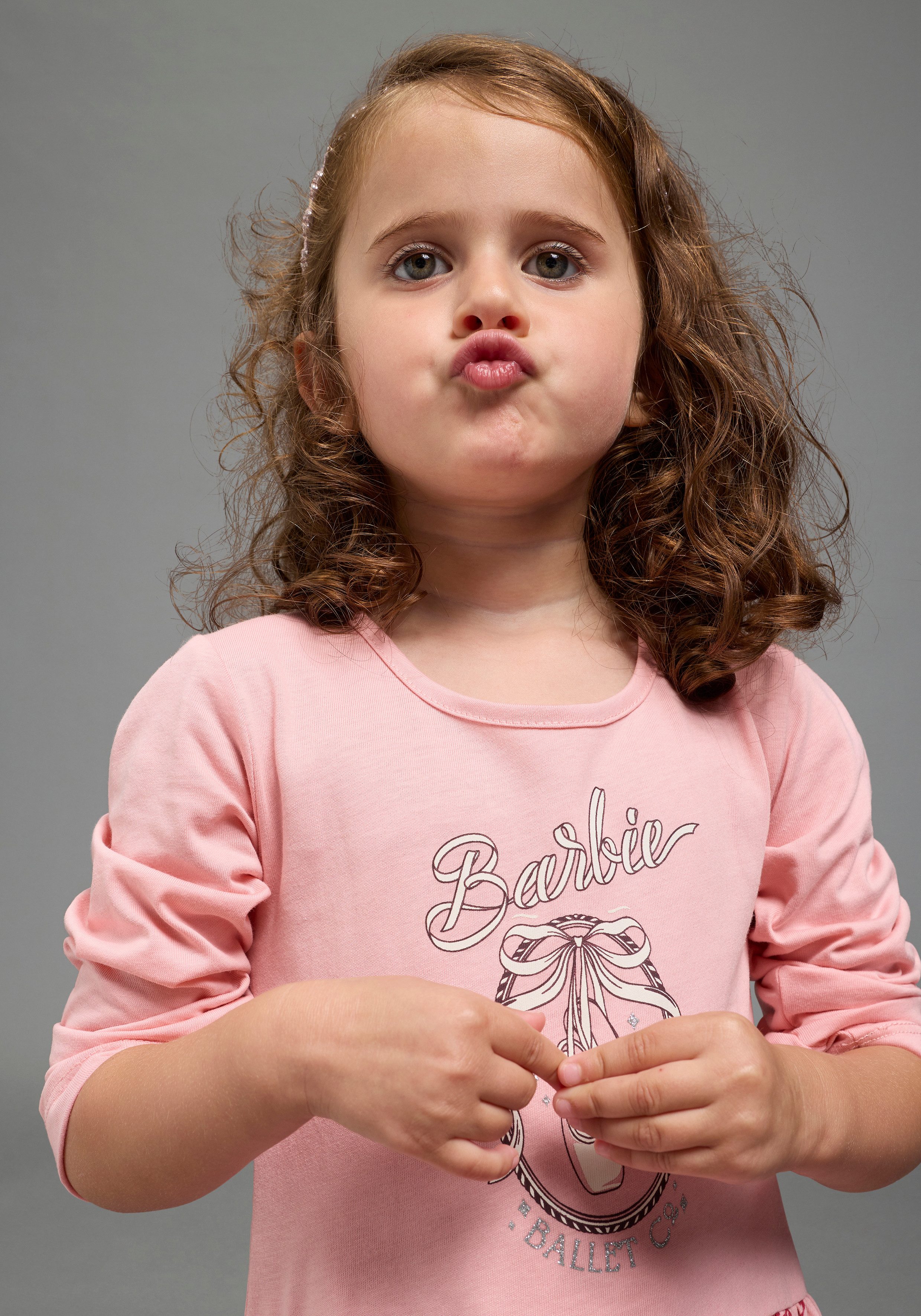 KIDSWORLD Jerseykleid BARBIE Glitzerdruck Kleid, Mattel BARBIE Nussknacker Shirtkleid mit Glitzerdruck, kniefrei – Bild 3 von 5