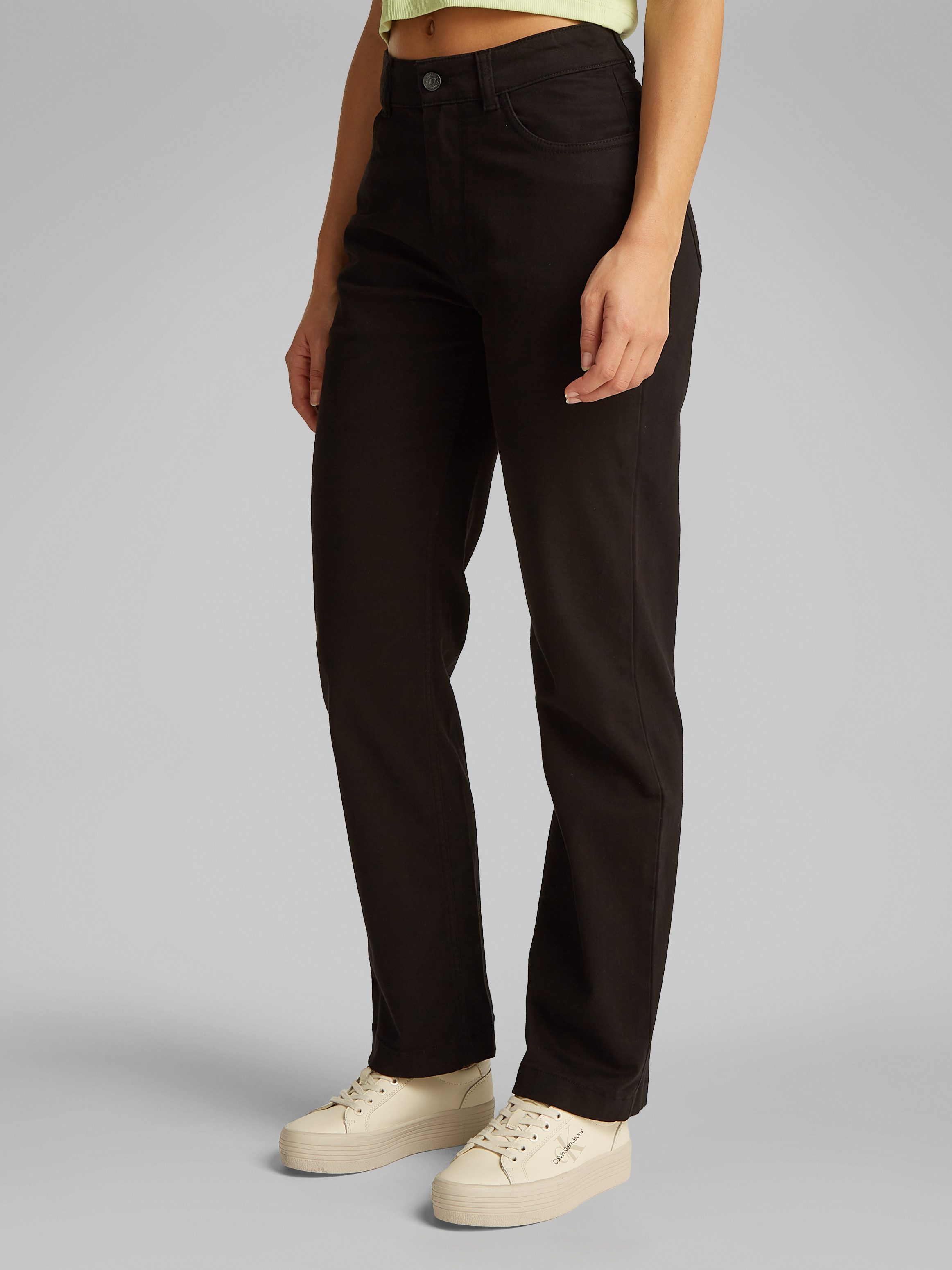 Calvin Klein Джинсы Stretch-Hose STRETCH HIGH RISE STRAIGHT PANT aufgesetzte Taschen, 1-Knopf-Form
