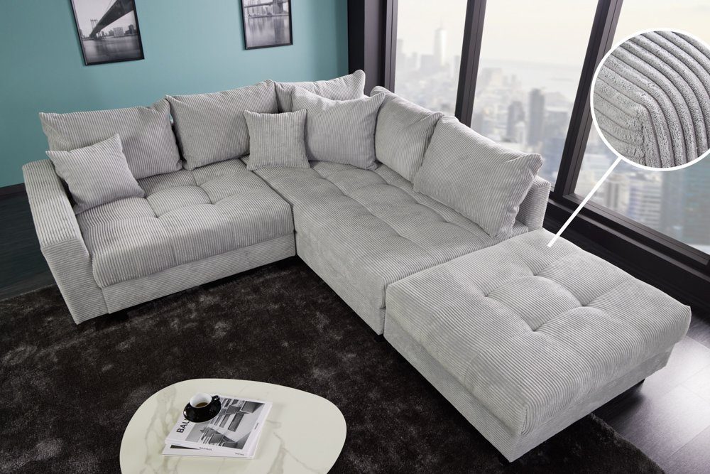 riess-ambiente Ecksofa KENT 220cm hellgrau / günstig online kaufen