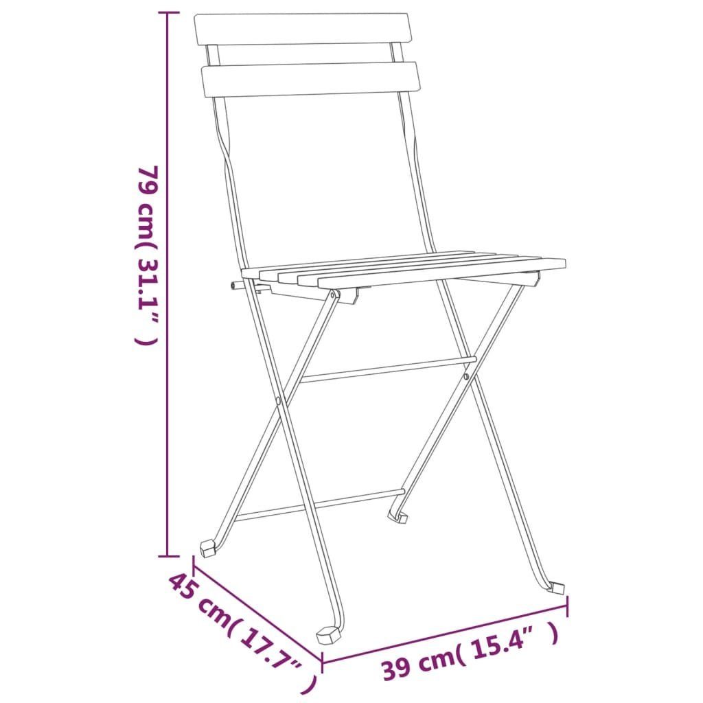 vidaXL Gartenstuhl Bistrostühle 4 Stk Stahl Teak Massivholz und Klappbar