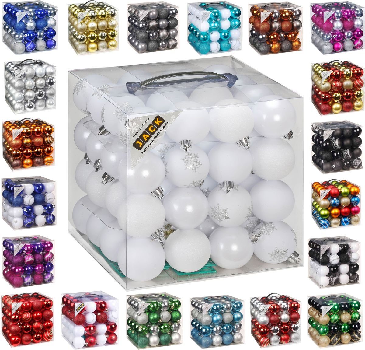 JACK Christbaumschmuck 64x Kunststoff Christbaumkugeln Ø 6cm Baum Kugeln in günstig online kaufen