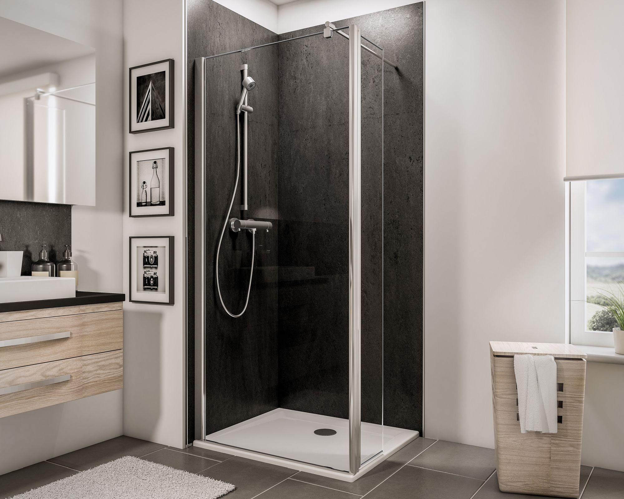 Schulte Walk-in-Dusche Alexa Style 2.0, Höhe: 190 cm, 6 mm Sicherheitsglas, mit beweglichem Seitenteil