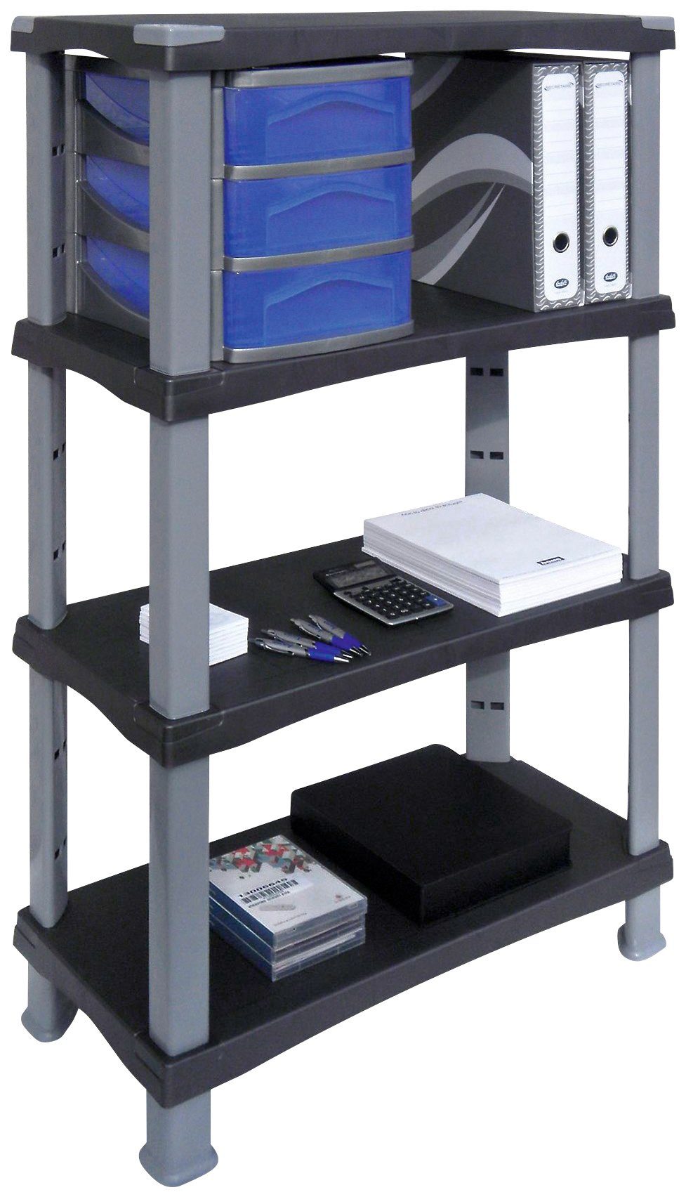 BAMA Schwerlastregal mit vier Böden, Aus hochwertigem Kunststoff