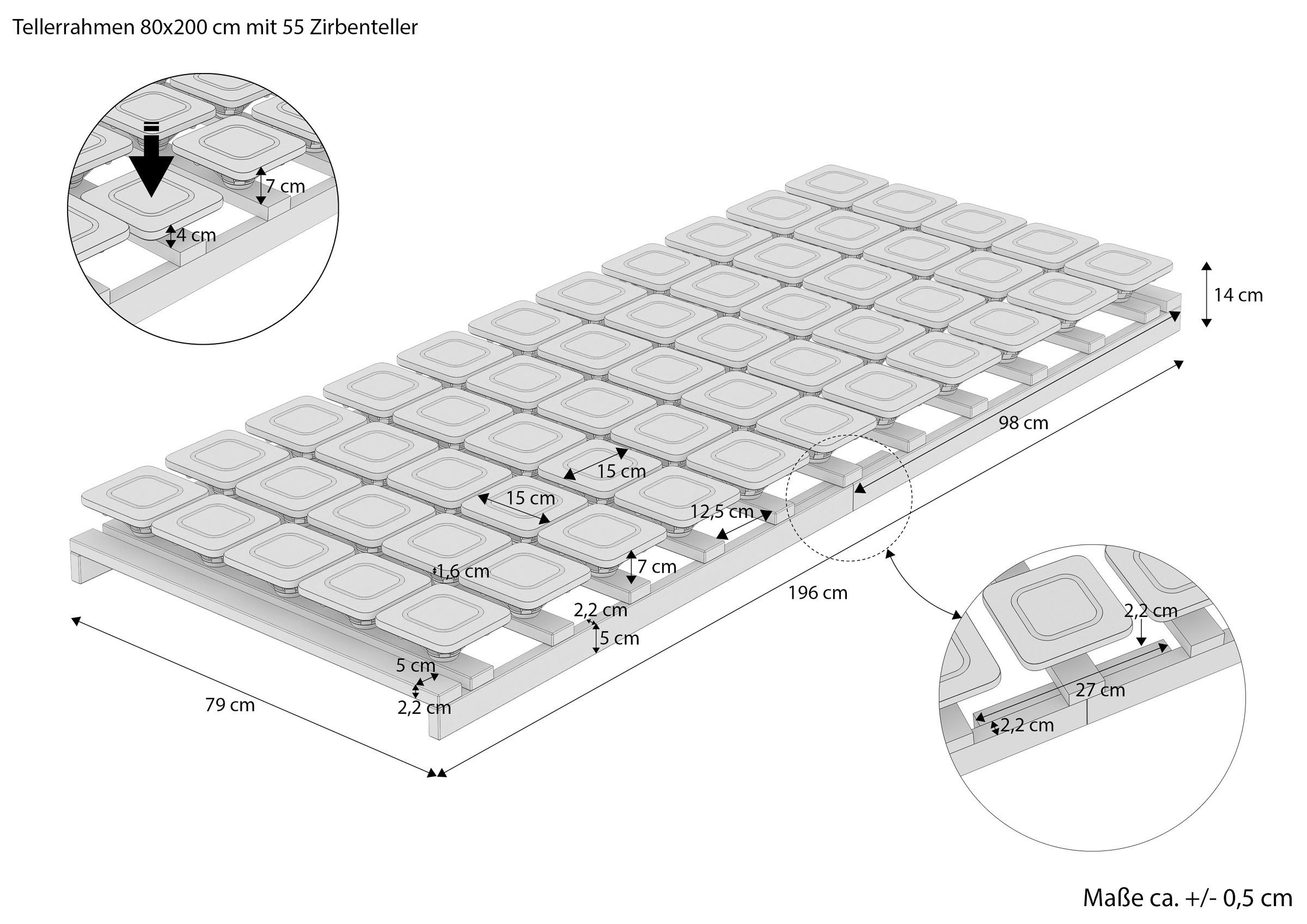 Tellerlattenrost Tellerrost ohne Metall Zirbenholz Punktelastisch Rost, ERST-HOLZ