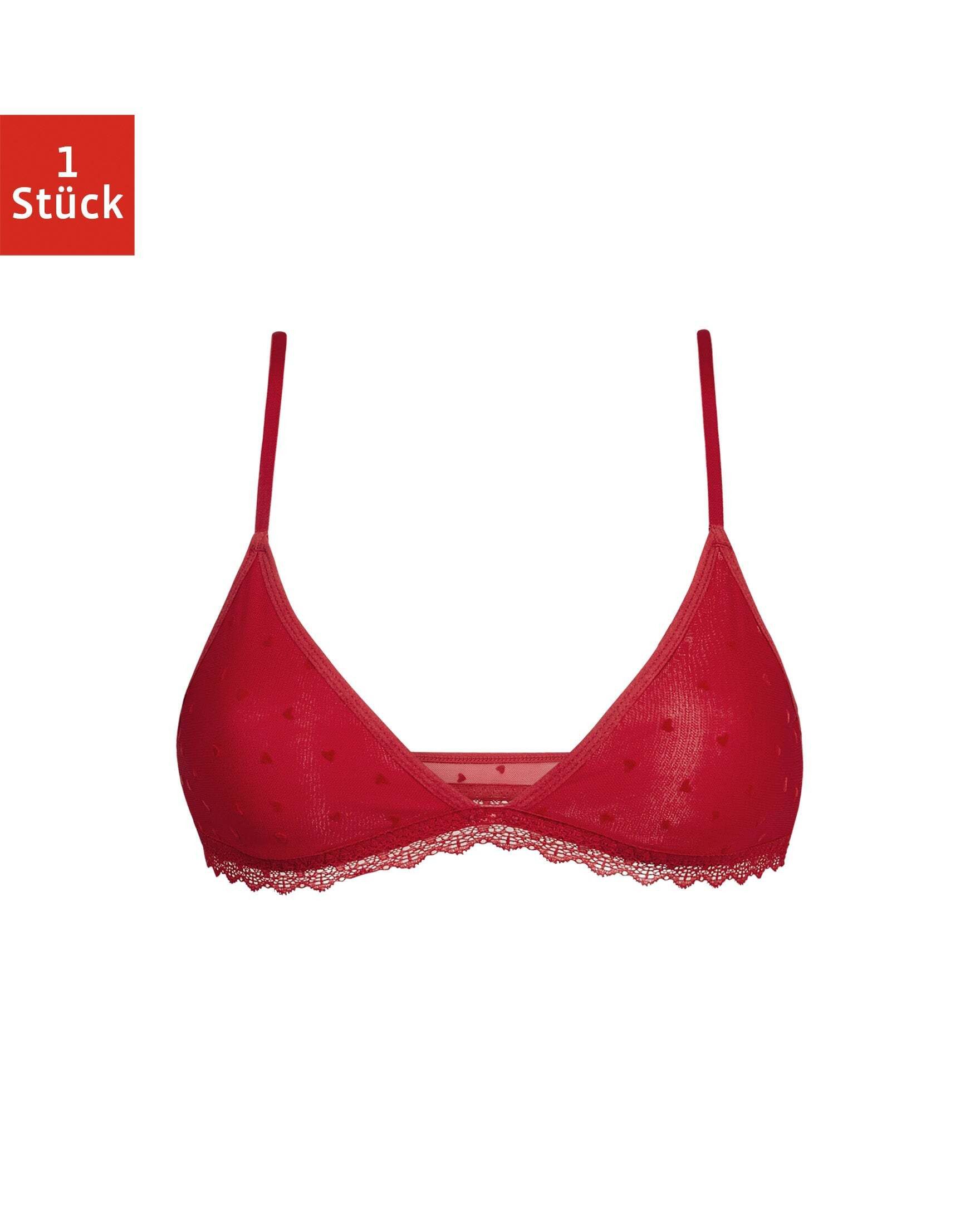 SNOCKS Bügelloser BH Mesh-Struktur mit romantischem Herz-Design exklusive Valentinstags-Edition