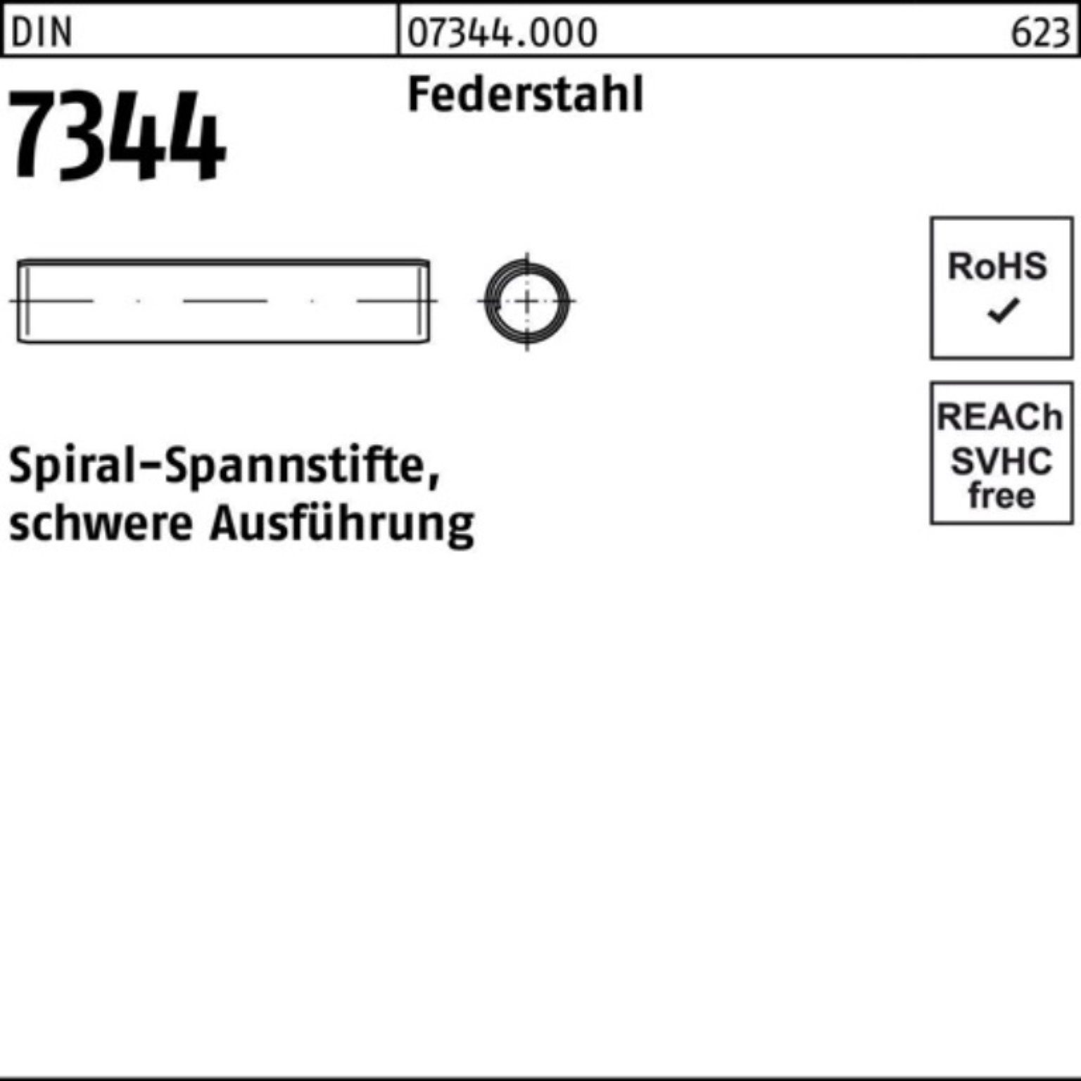 Spiralspannstift Spannstift 24 500er 5x Reyher schwere Federstahl 7344/ISO 8748 Pack DIN