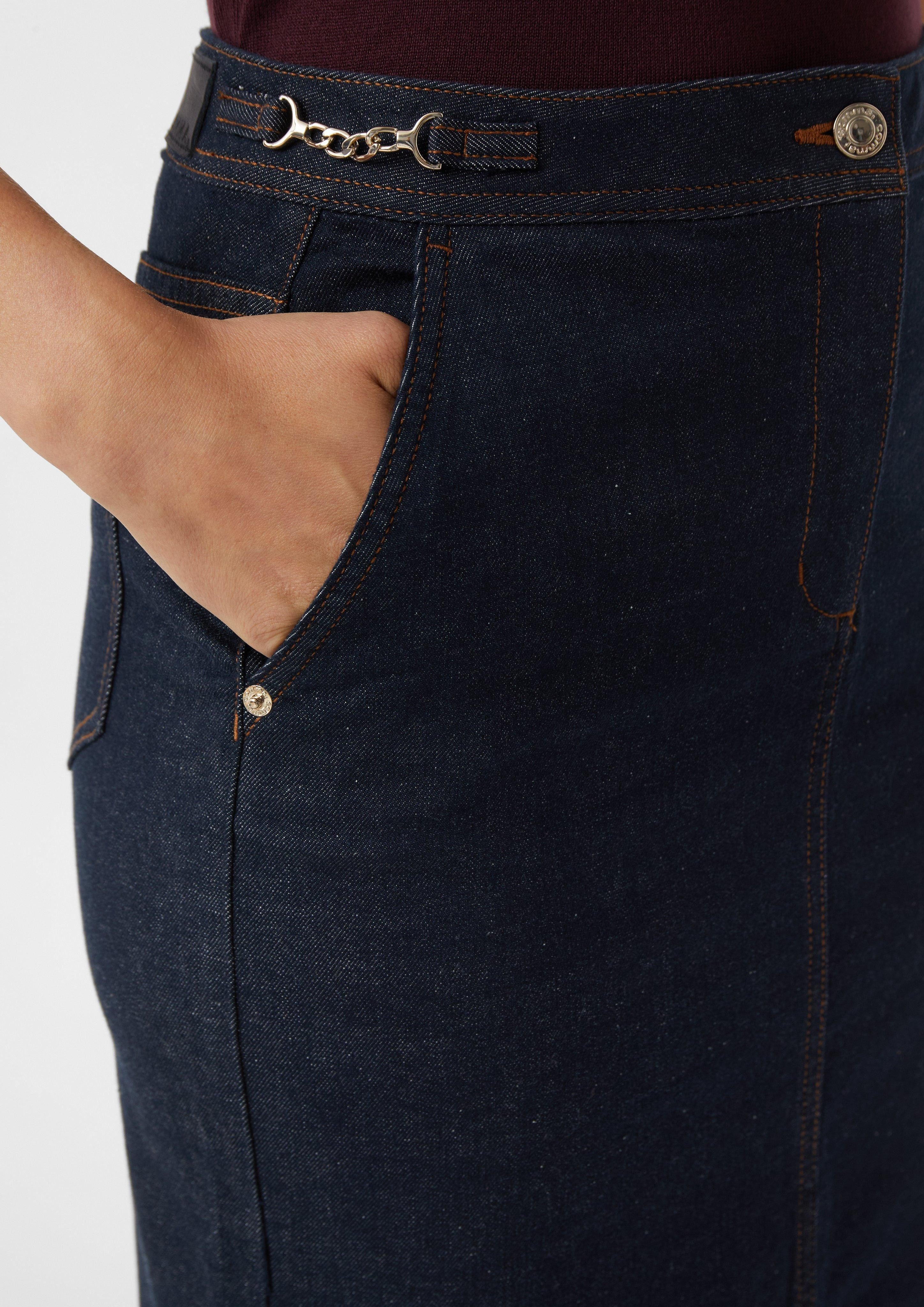comma Maxirock Langer Jeansrock mit Ketten-Details günstig online kaufen