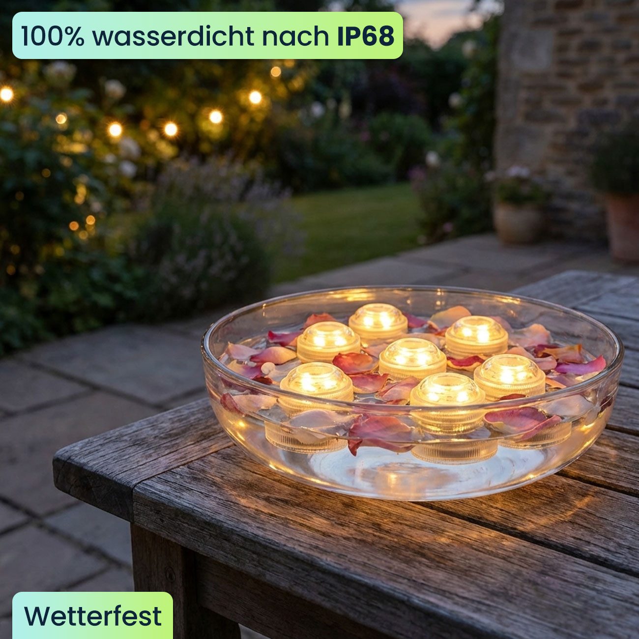shop'n smile ideoon LED-Teelichter warmweiß, IP68 wasserdicht für Pool & Badewanne. Tauchbare LED-Lichter, LED, Teelicht mit Batterie – Bild 3 von 5
