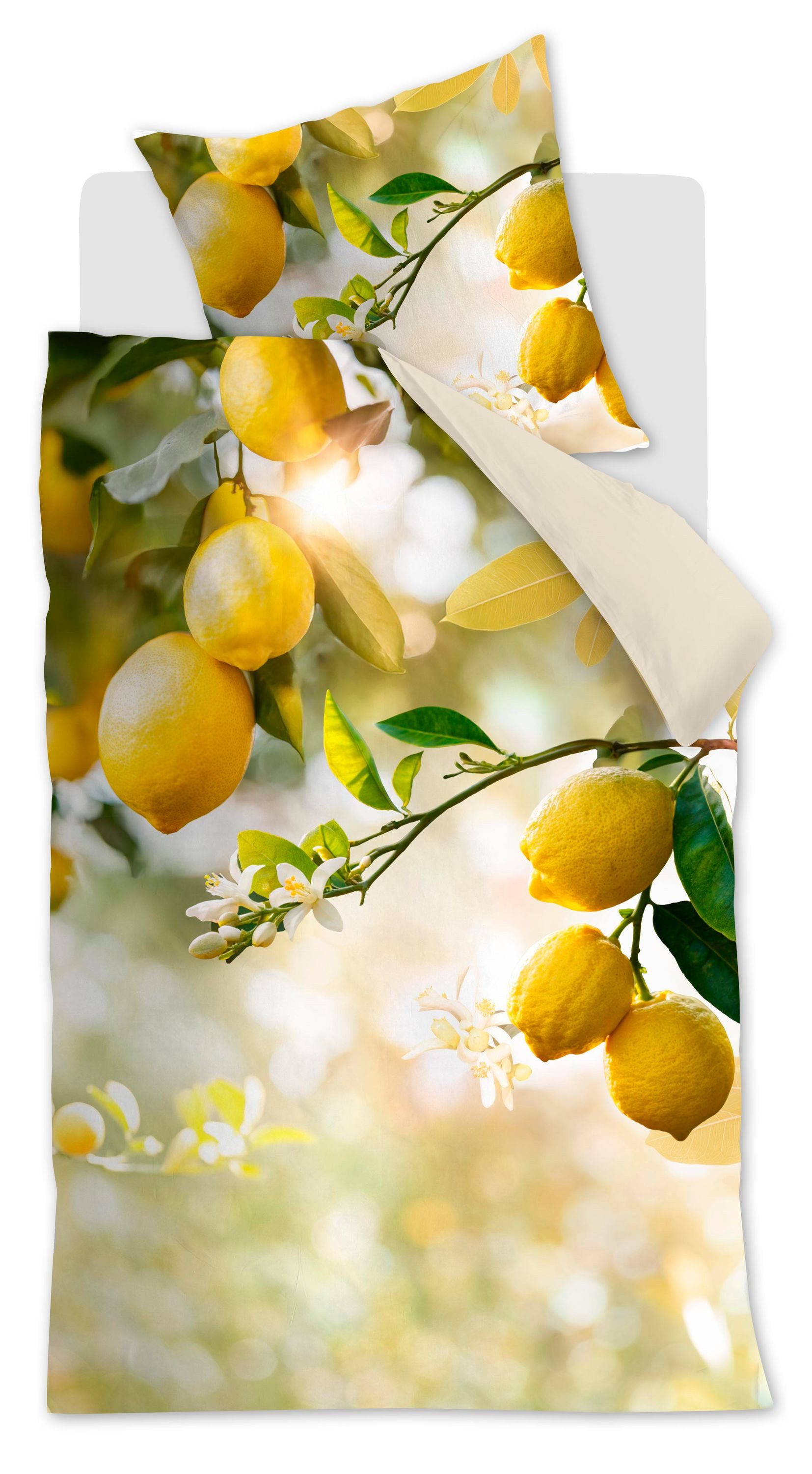 Ambiante Bettwäsche Lemontree, Renforcé, Zitronenbaum, gelb grün