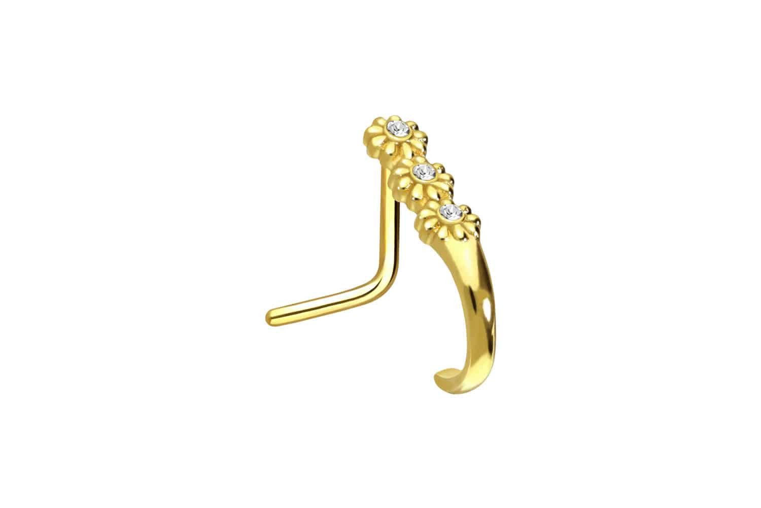 PIERCINGLINE Nasenpiercing Chirurgenstahl Nasenstecker 3 KRISTALLBLUMEN günstig online kaufen