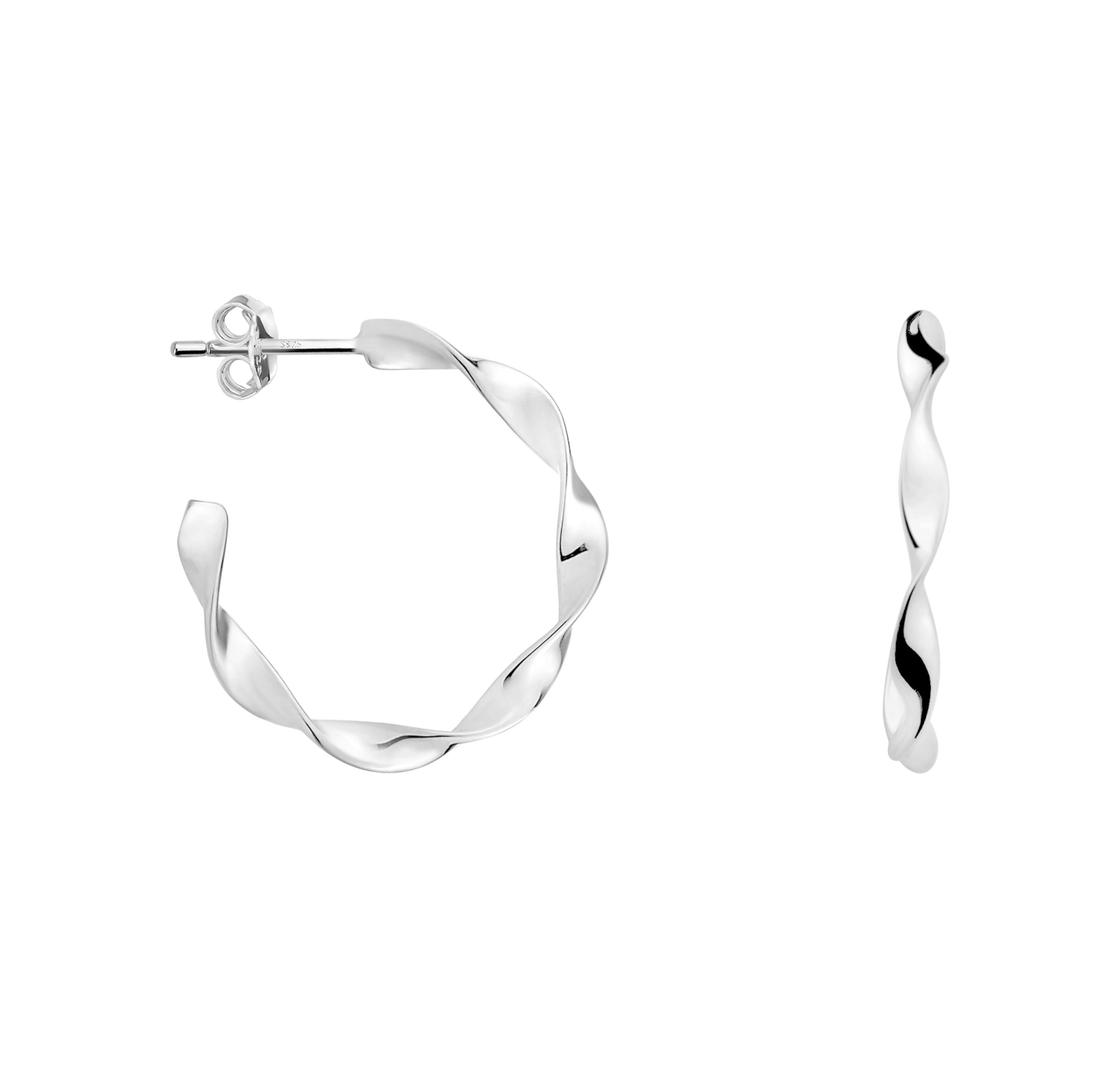 SOFIA MILANI Damen Creolen 925 Silber – Geriffeltes Design, Rhodiniert, Nickelfrei, In Geschenkbox