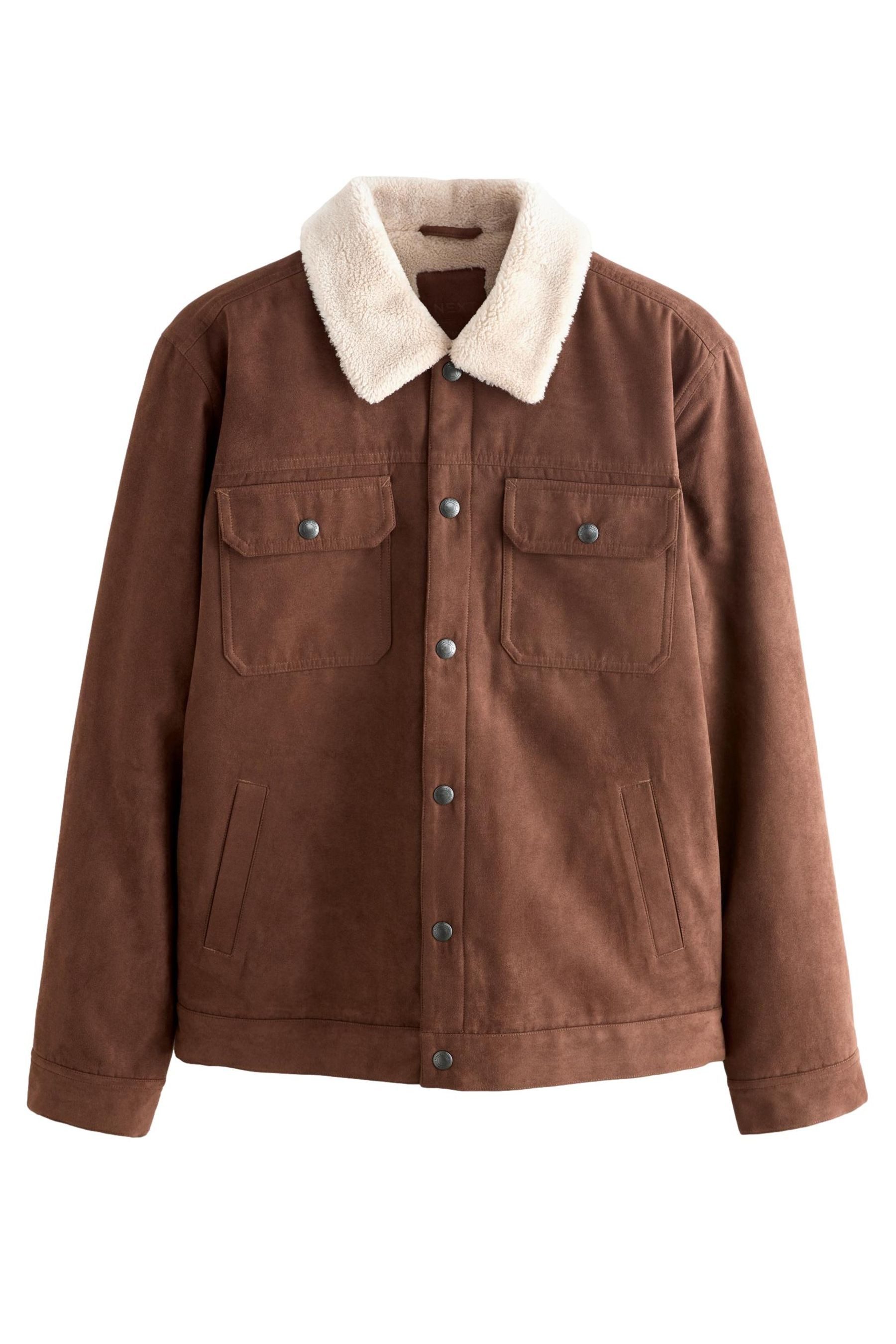 Next Lederimitatjacke Trucker-Jacke aus Velourskunstleder, Borg-Kragen (1-St)