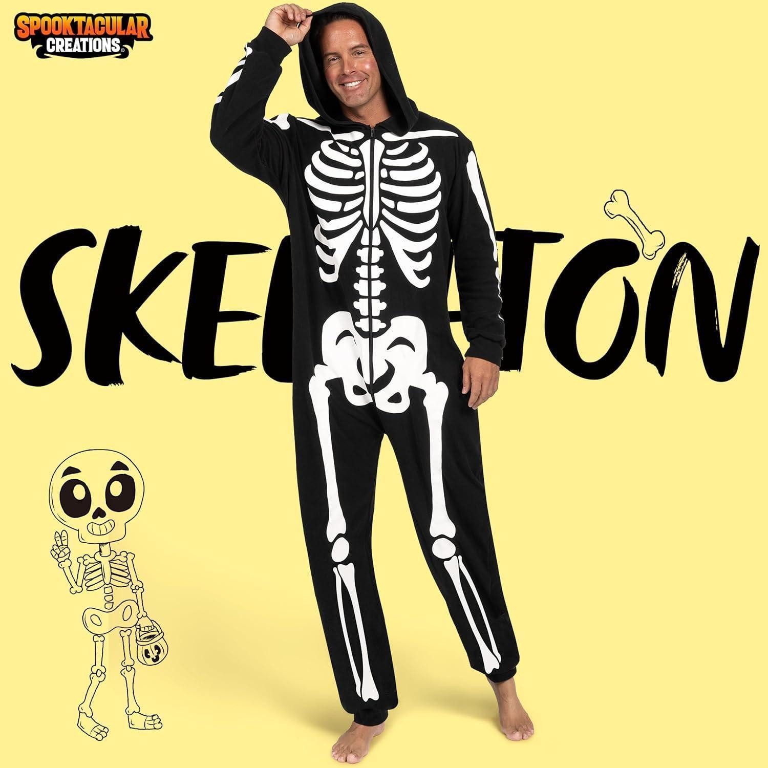 LuxusKollektion Monster-Kostüm Skelett Jumpsuit Pyjama Kapuze Männer Halloween Cosplay Kostüm
