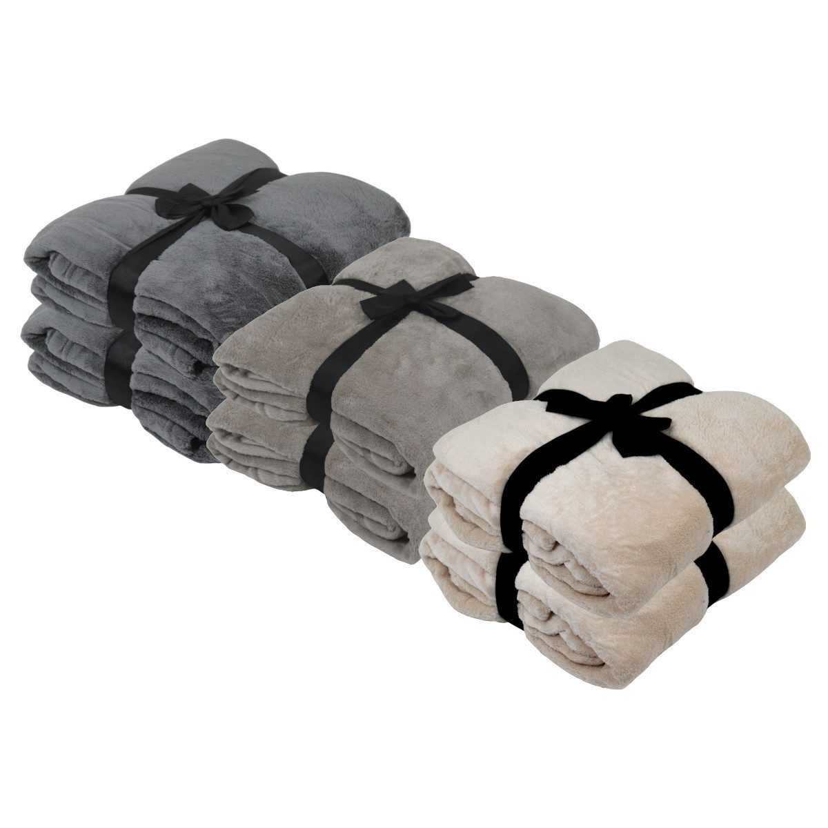 Wohndecke 2er Set Kuscheldecke 150x200 cm Fleecedecke Picknickdecke Decke w günstig online kaufen