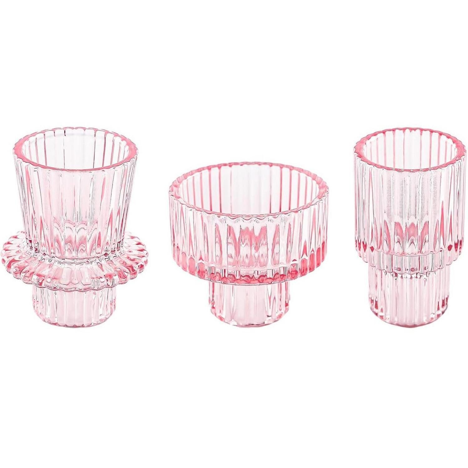 LuxusKollektion Teelichthalter Kerzenständer Votiv Glas Rose 3 (3 St)