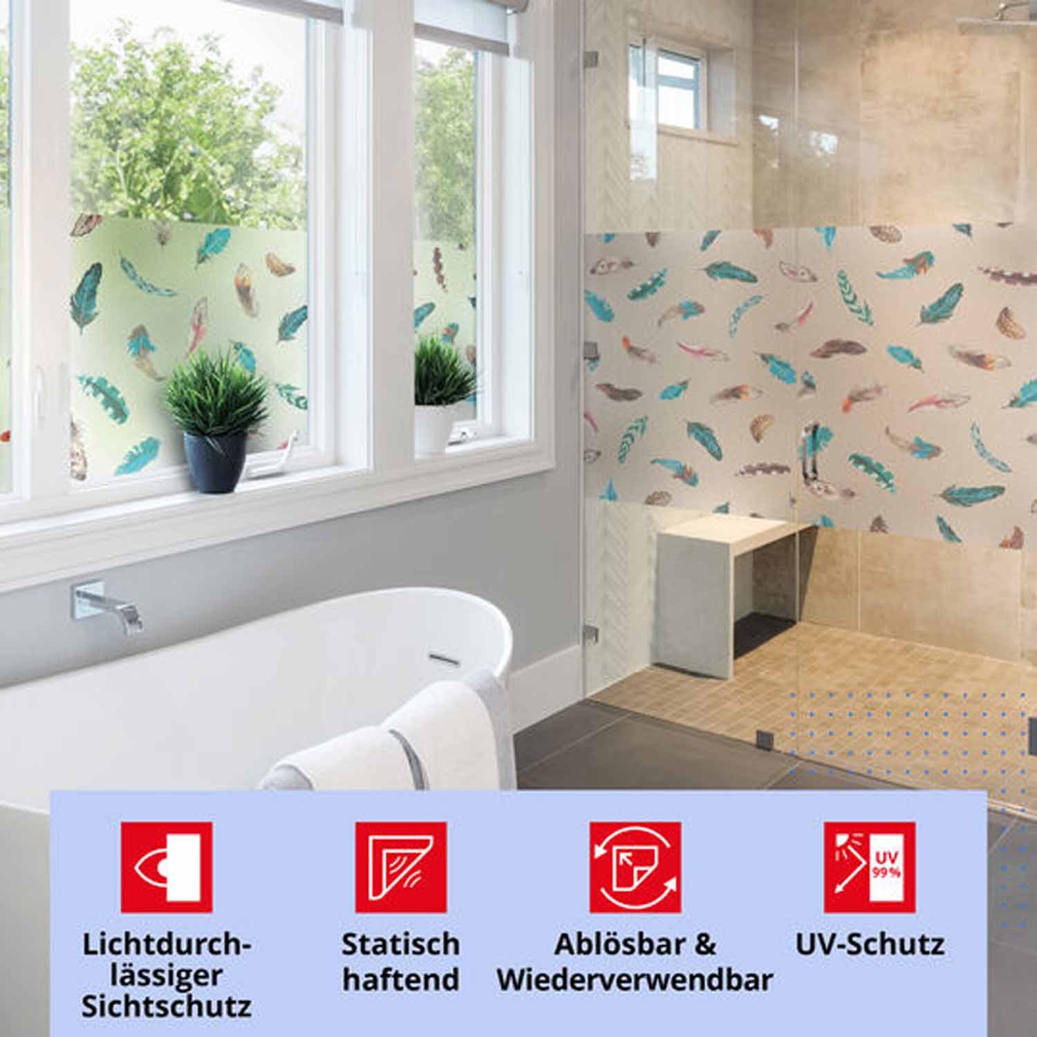 d-c-fix Fensterfolie Finja Sichtschutzfolie selbsthaftend Deko Folie für Fenster innen, Spürbar geprägt, Statisch haftend - Rückstandslos entfernbar & wiederverwendbar