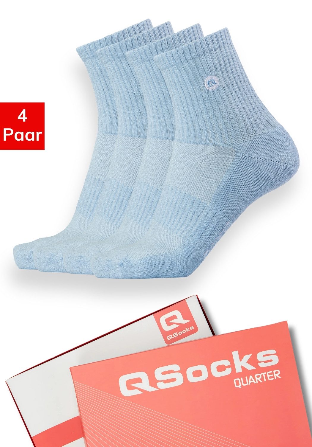 Socken Quarter Socken Damen Herren Gepolstert 100% Baumwolle 35-46 /QSOCKS