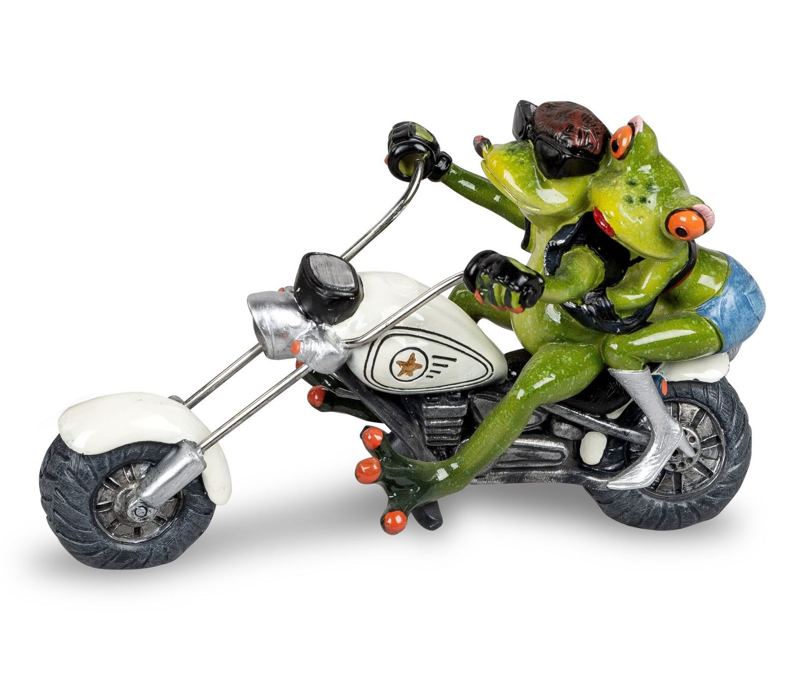 formano Sammelfigur Lustige Frösche Figur Froschpärchen auf Motorrad Shopper weiß 20cm