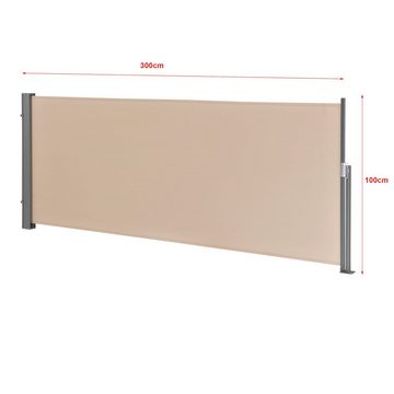 pro.tec Seitenarmmarkise »Montijo« Sichtschutz 100 x 300 cm Windschutz Sandfarben / Beige