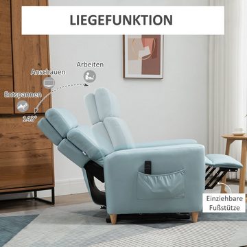 HOMCOM Massagesessel Aufstehsessel, mit Liegefunktion, Stahl, 81 x 91 x 103cm (Set, 2-St., 1 x Elektrischer Aufstehsessel; 1 x Fernbedienung), Liegefläche 156cm