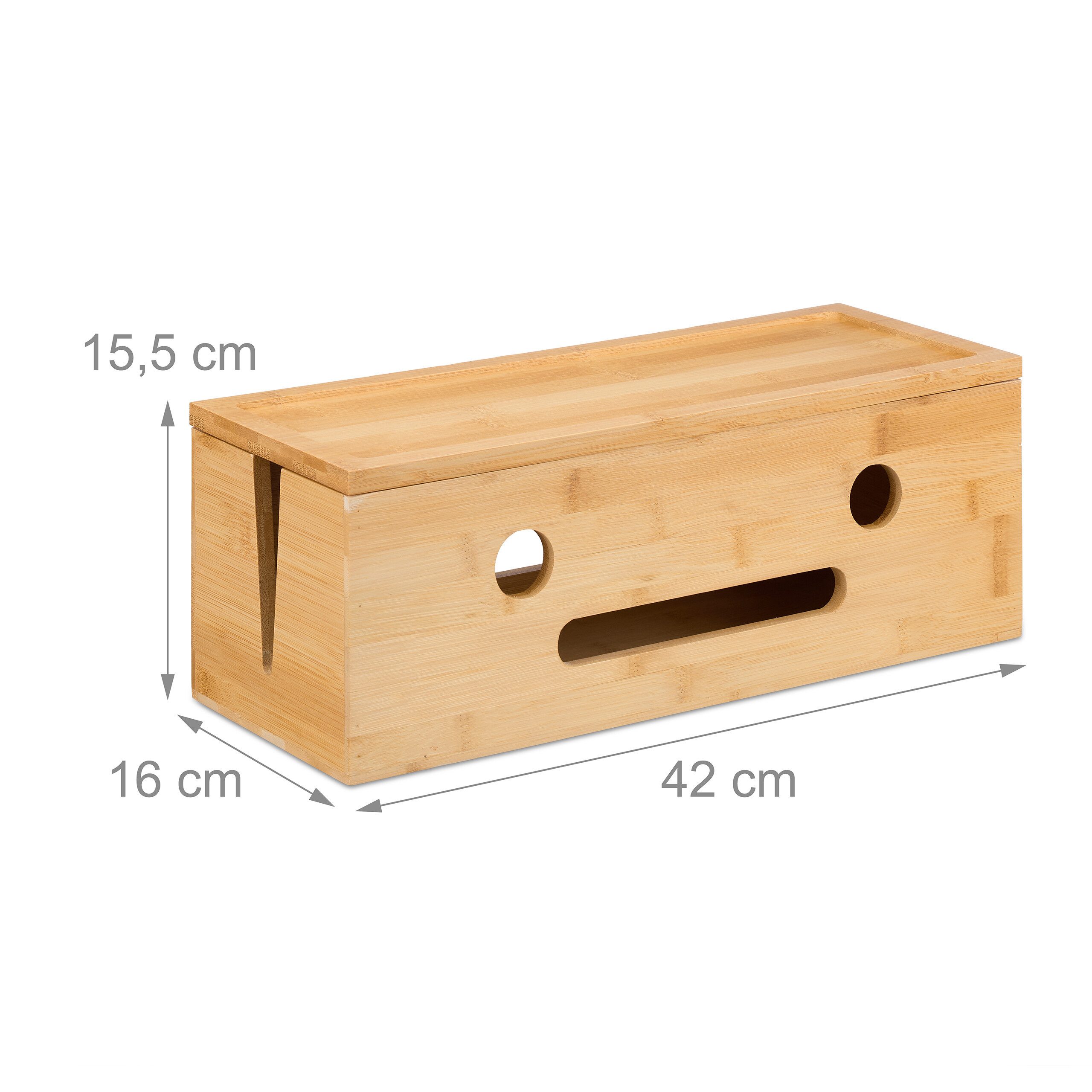 relaxdays Kabelbox aus Bambus