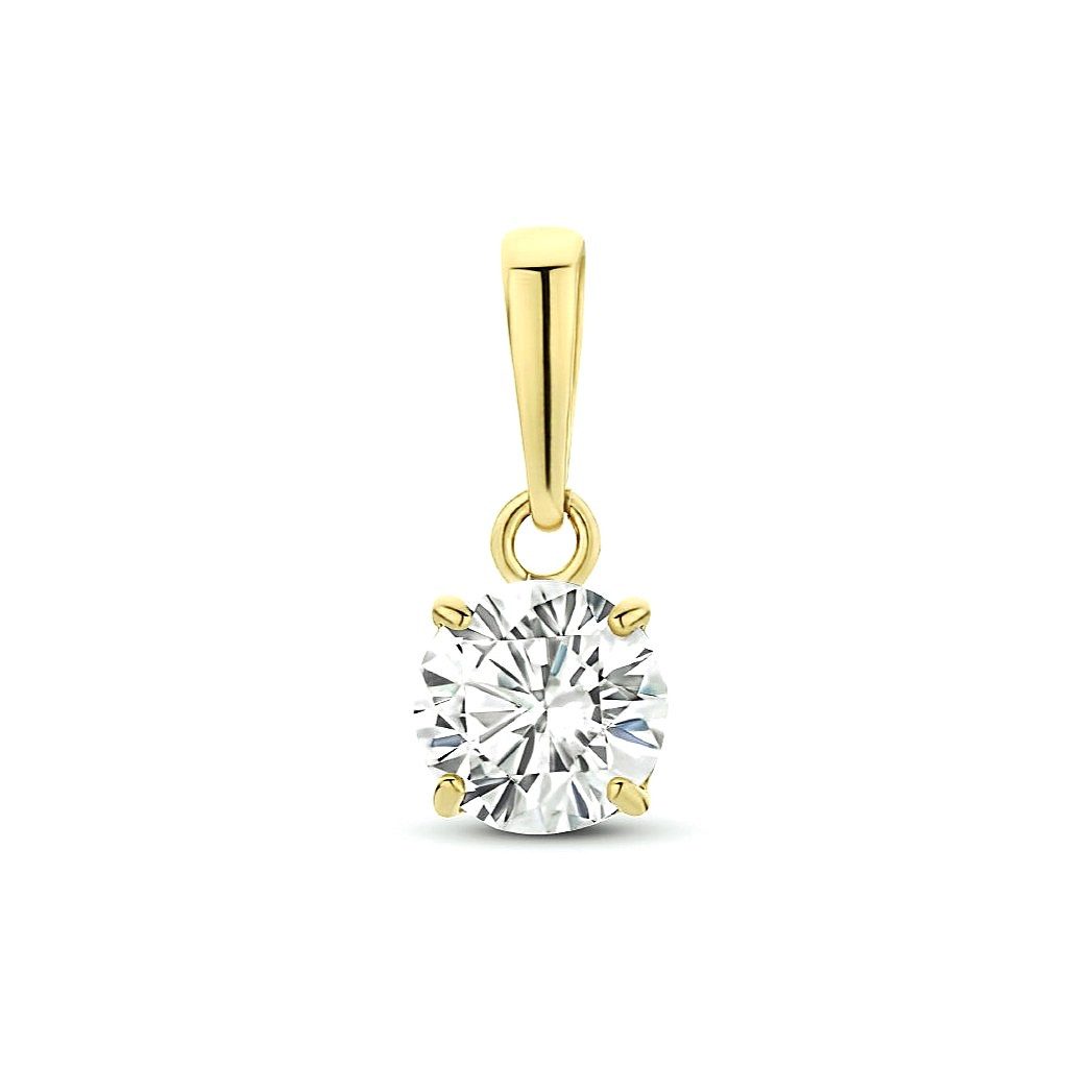 Kettenanhänger 375er Gelbgold Kettenanhänger Zirkonia 5 mm