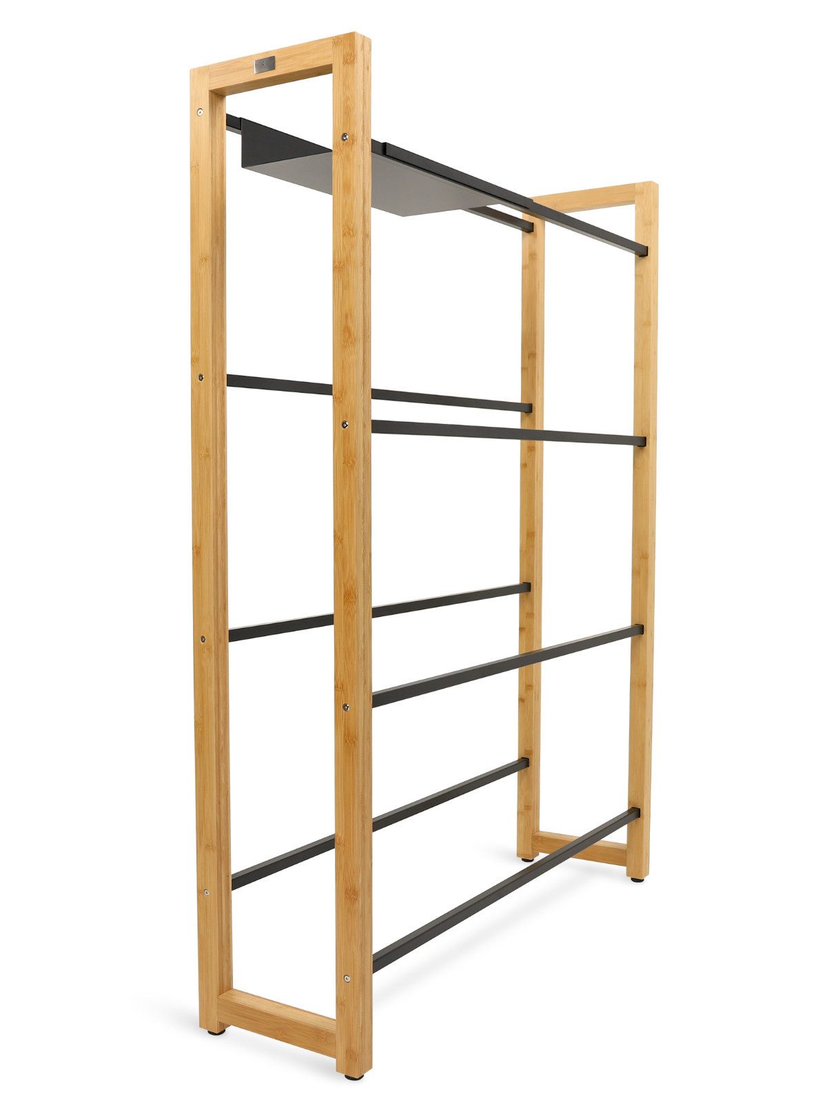 holz4home® Kastenständer Getränkekistenregal aus Bambus I Kistenregal Metallstreben Schwarz, inkl. Metallablage