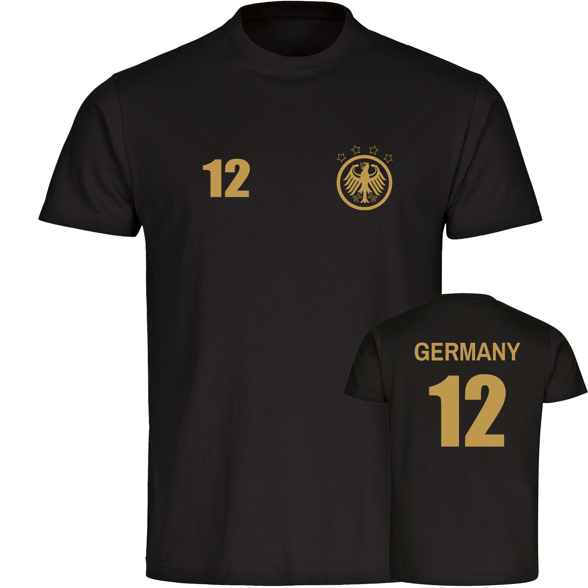 multifanshop T-Shirt Kinder Germany - Adler Retro Trikot 12 Gold - Boy Girl