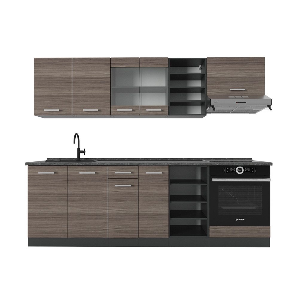 Vicco Küchenzeile R-Line, Edelgrau/Anthrazit, 240 cm, günstig online kaufen