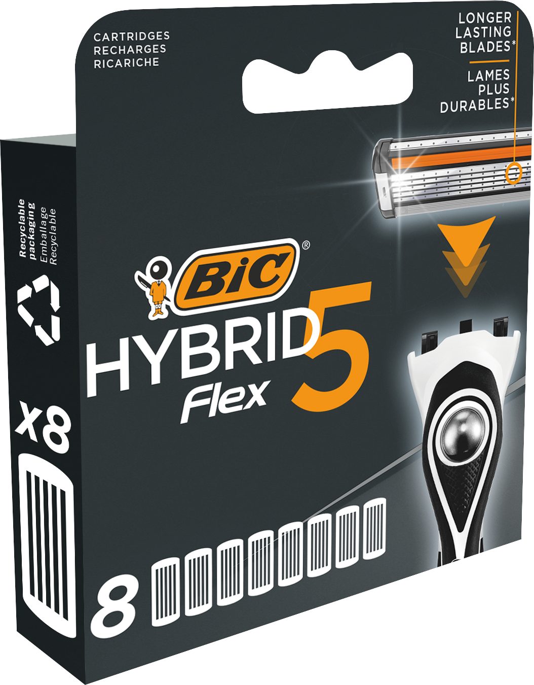 Hybrid – Nachfüllpackung, 5 Flex Männerrasierer-Nachfüllklingen BIC BIC Rasierklingen 8er 8-tlg.
