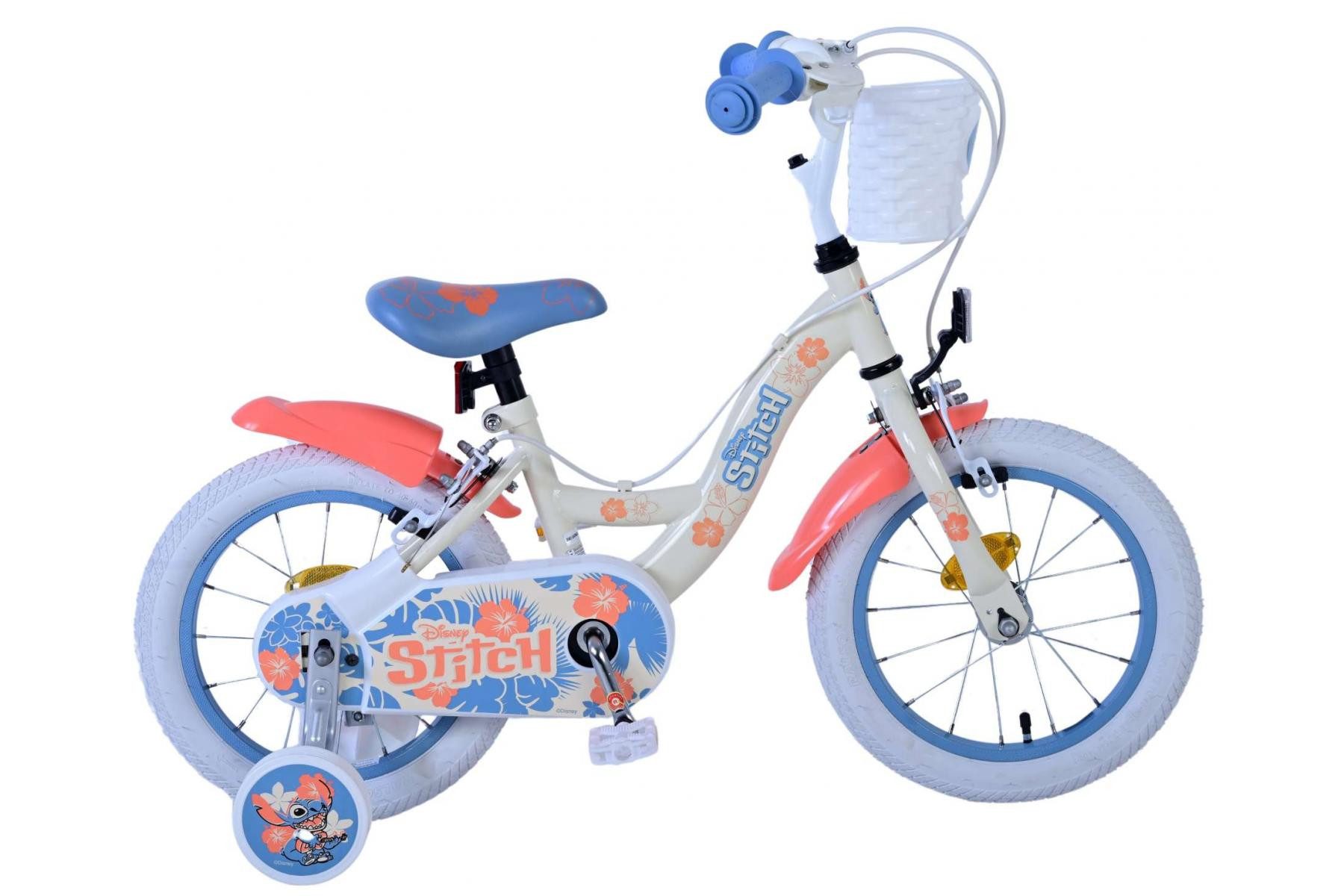 Kinderfahrrad Volare Disney Stitch - Mädchen - 14 Zoll - Creme Koralle Blau