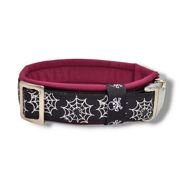 D by E Couture Hunde-Halsband "Spiderweb", gepolstert, verstellbar, 40mm breit, Handmade