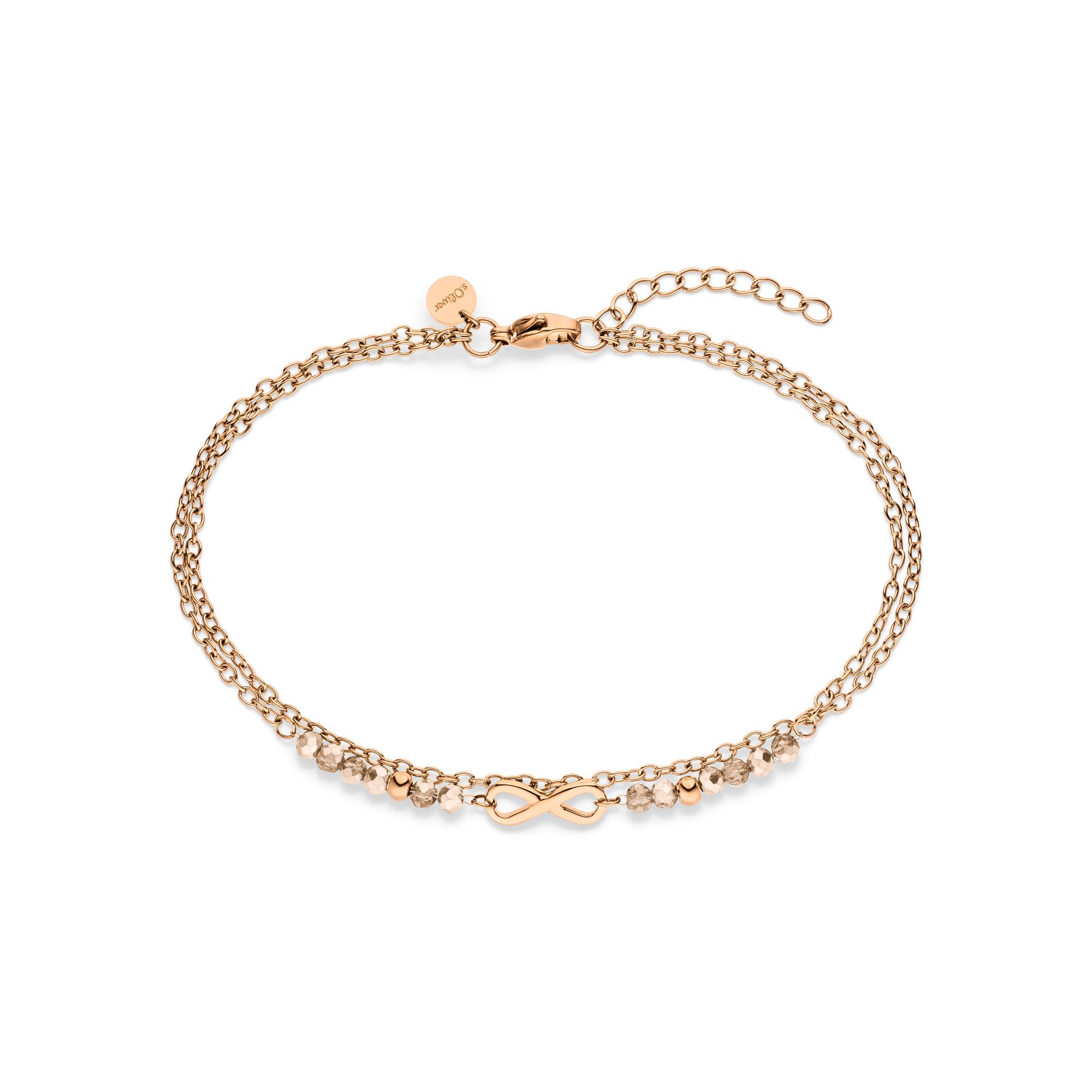 s.Oliver Fußkette Infinity Beads, Unendlichkeitsschleife, mit Kristallstein