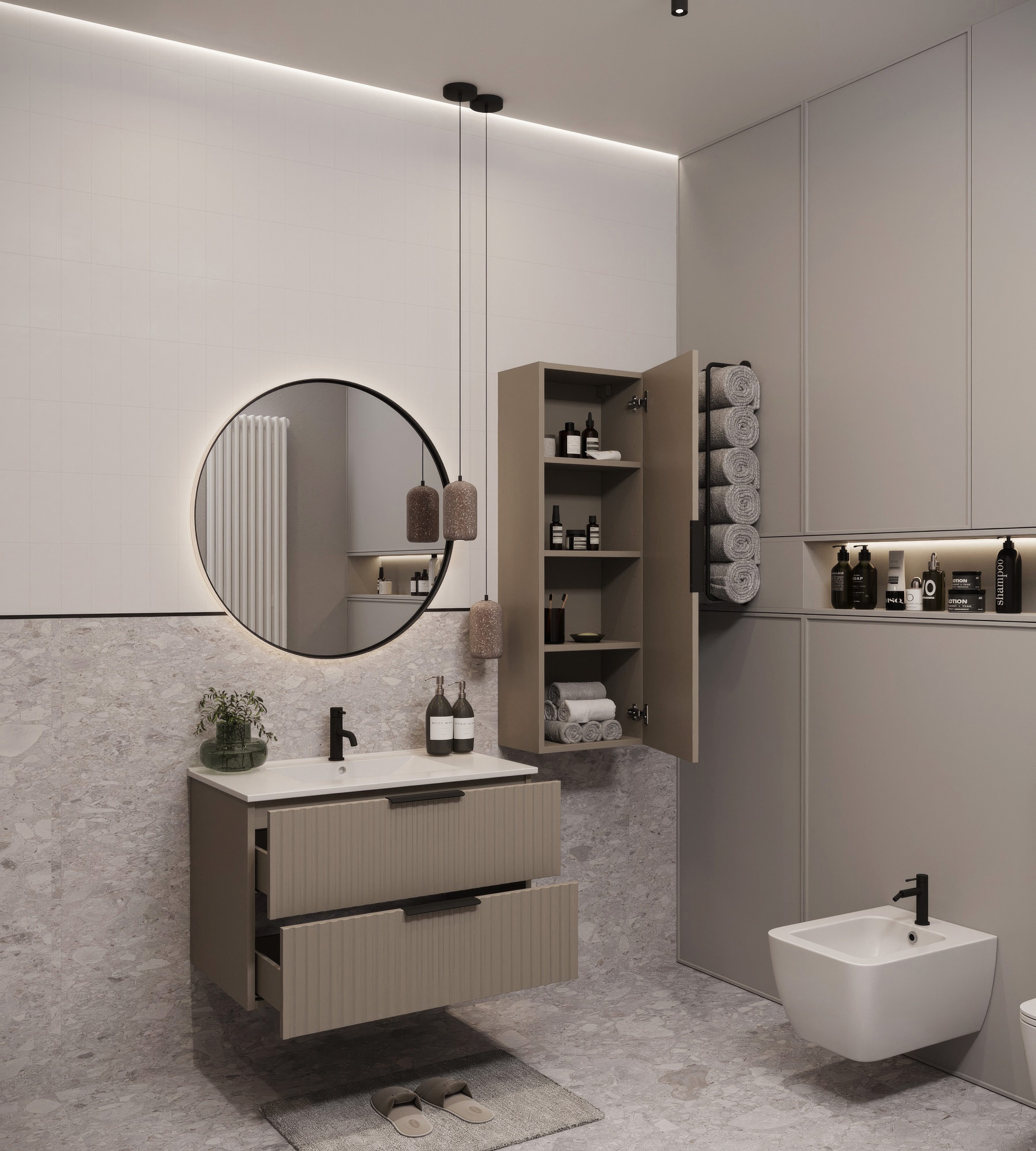 welltime Waschtisch TIBU mit Waschbecken. 2 Schubladen. 2 Breiten (60/80cm) und 4 Farben, Badschrank mit Waschbecken, Softclose, Maße B/H/T: 81,5/53/47 cm – Bild 5 von 5