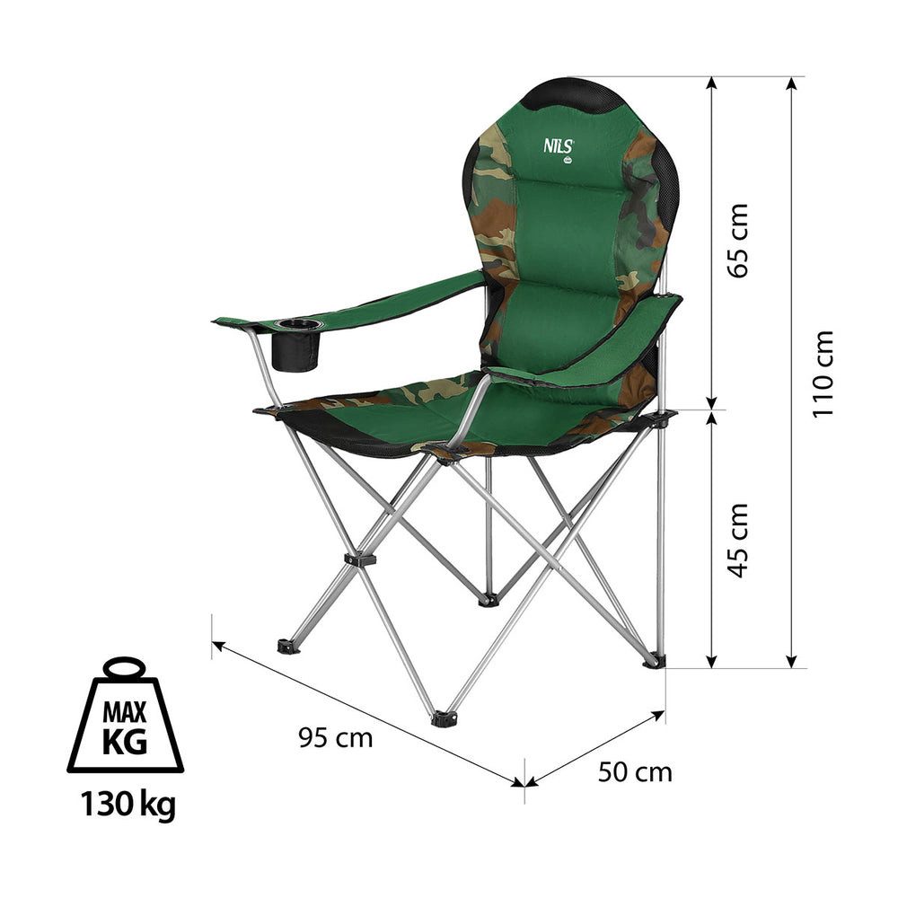 NILS CAMP Campingstuhl Angelstuhl Faltstuhl (Spar-Set, 1 St), Stabiles Gestell aus 16 mm Stahlprofilen sorgt für sicheren Stand