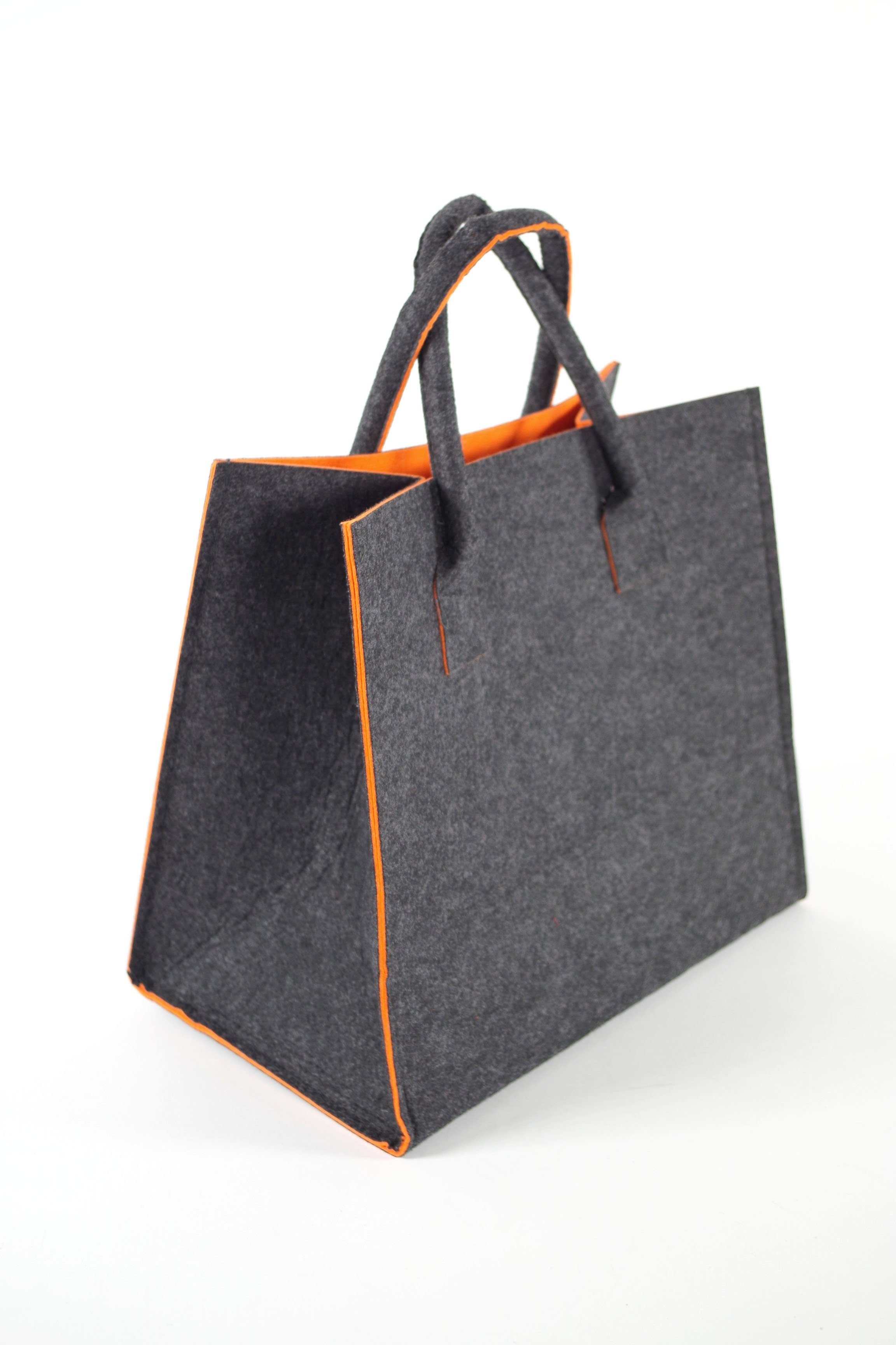 Kobolo Einkaufsshopper Filztasche innen orange, außen grau meliert 20 l