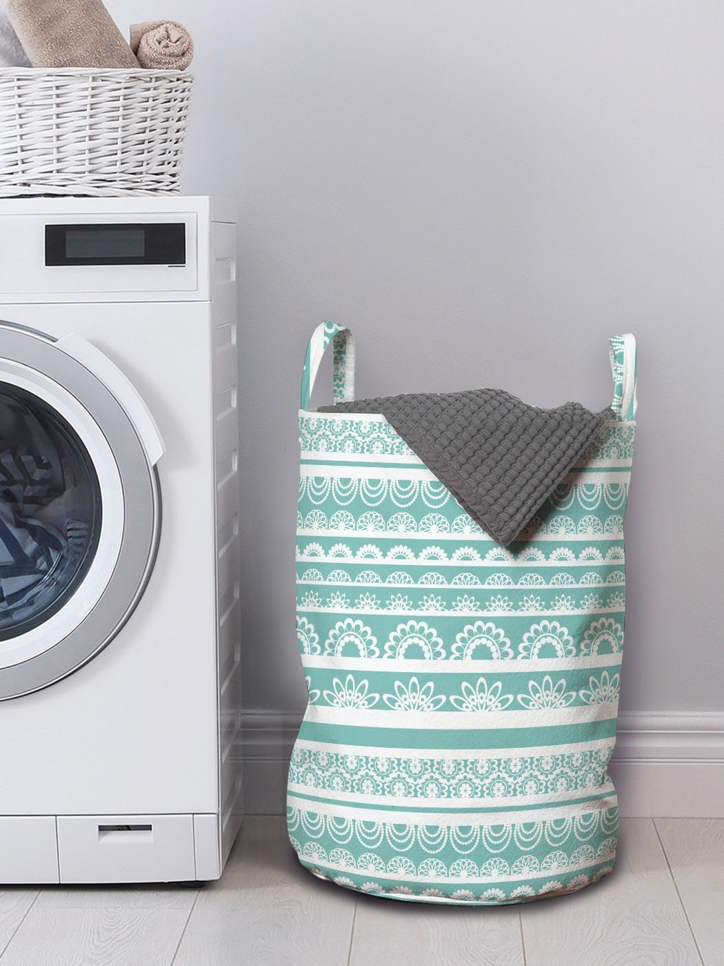 Lace Sehen für Waschsalons, Abakuhaus Griffen Ornament Kordelzugverschluss Wäschekorb Abstrakt mit Wäschesäckchen