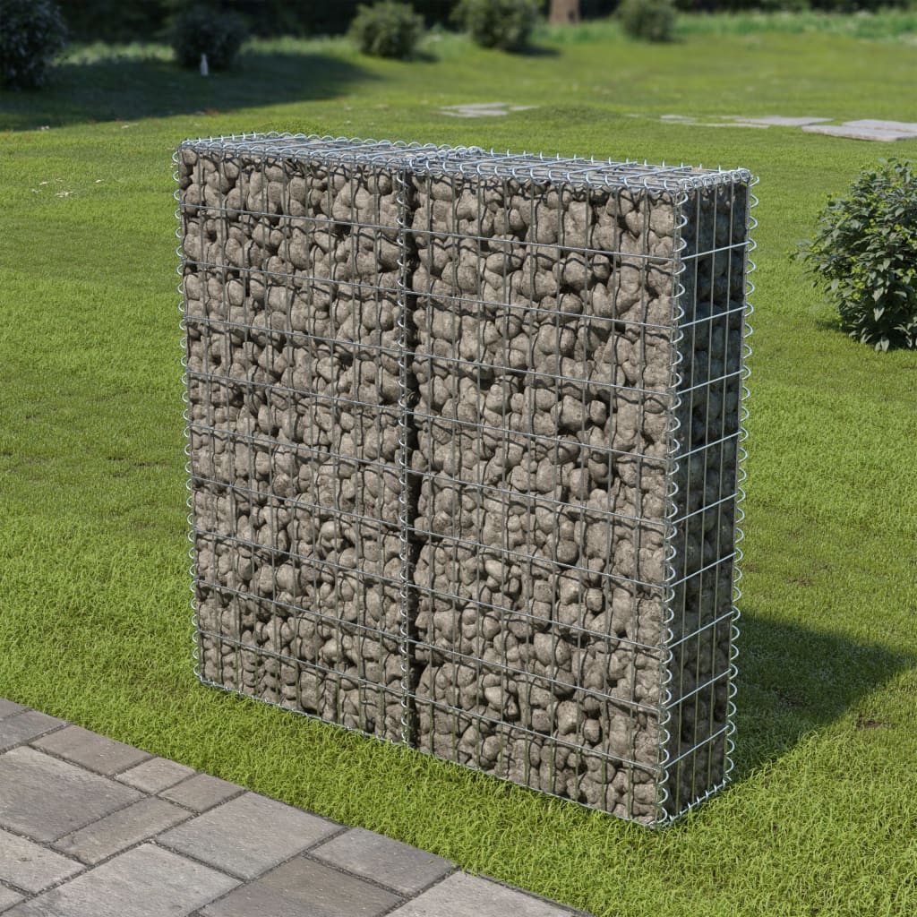vidaXL Gabionenzaun, Gabionenwand mit Abdeckung Verzinkter Stahl 100×20×100 cm