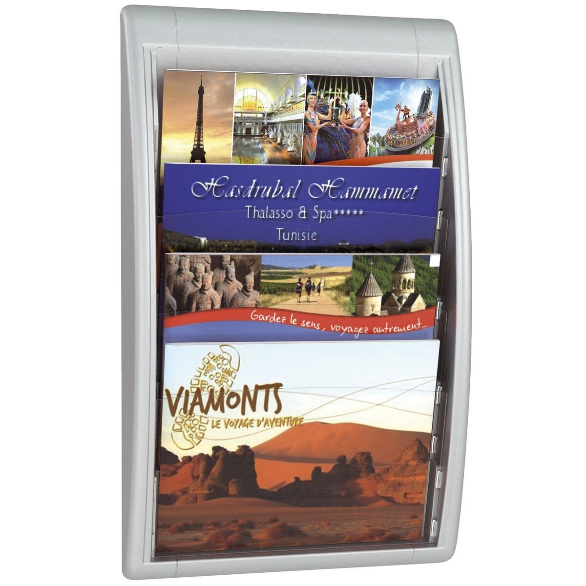 PAPERFLOW Stehsammler Wand-Prospekthalter Quick Blick - A4 quer alu.