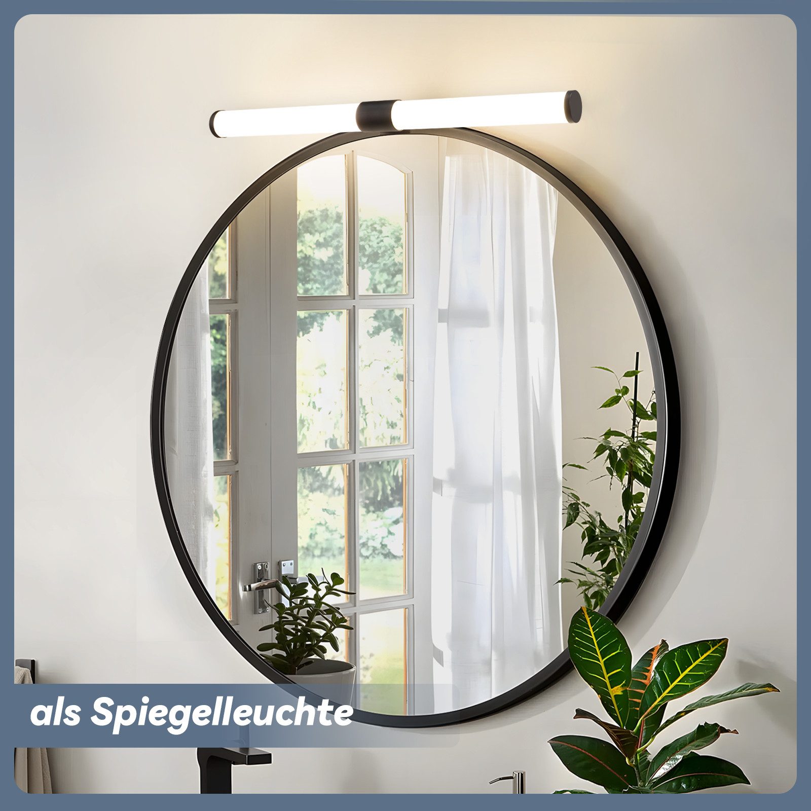 Glitzerlife Spiegelleuchte Weiß LED Spiegelleuchte - 40CM 6W Badlampe Wand Klemmbar IP44 Wasserdicht 4000K Neutralweiß Moderne Badlampe Für Badschrank Keller Küche_voghion.com