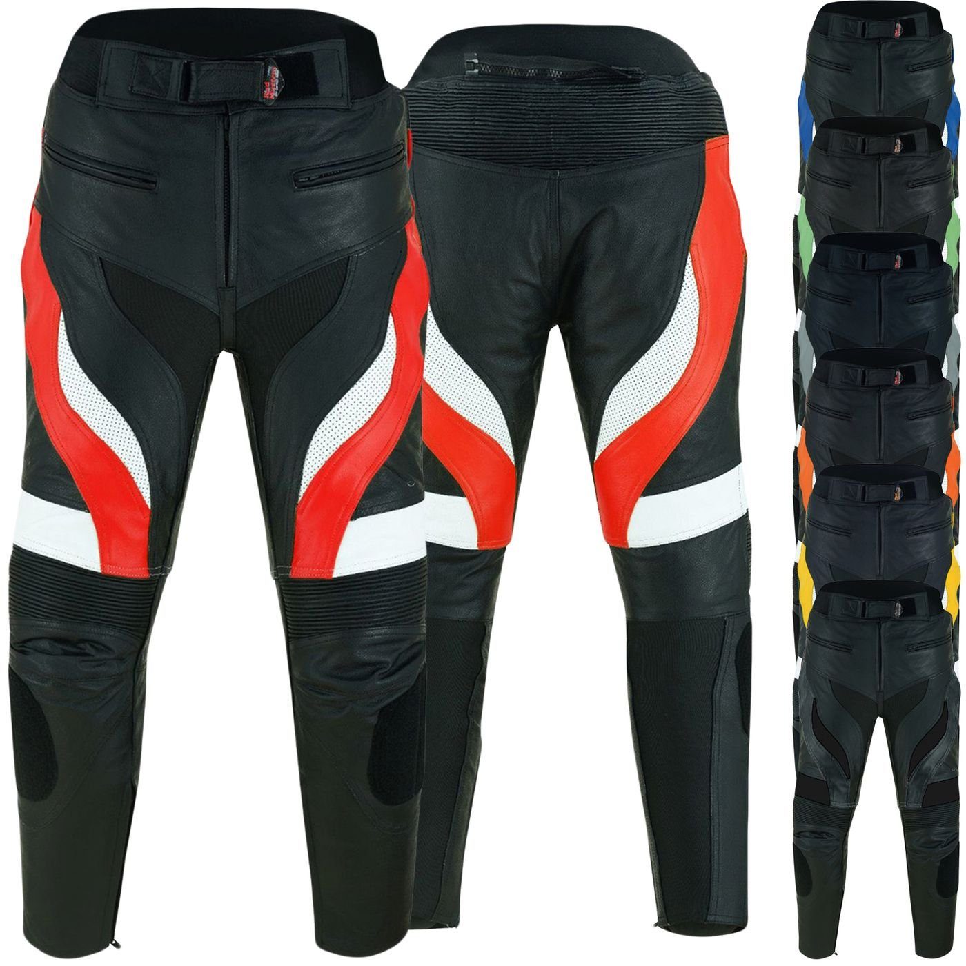 German Wear Lederhose Biker Motorradhose Rot Motorradhose GW409T