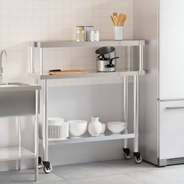 vidaXL Spülenschrank Küchen-Arbeitstisch mit Aufsatzboard 110x30x120 cm Edelstahl