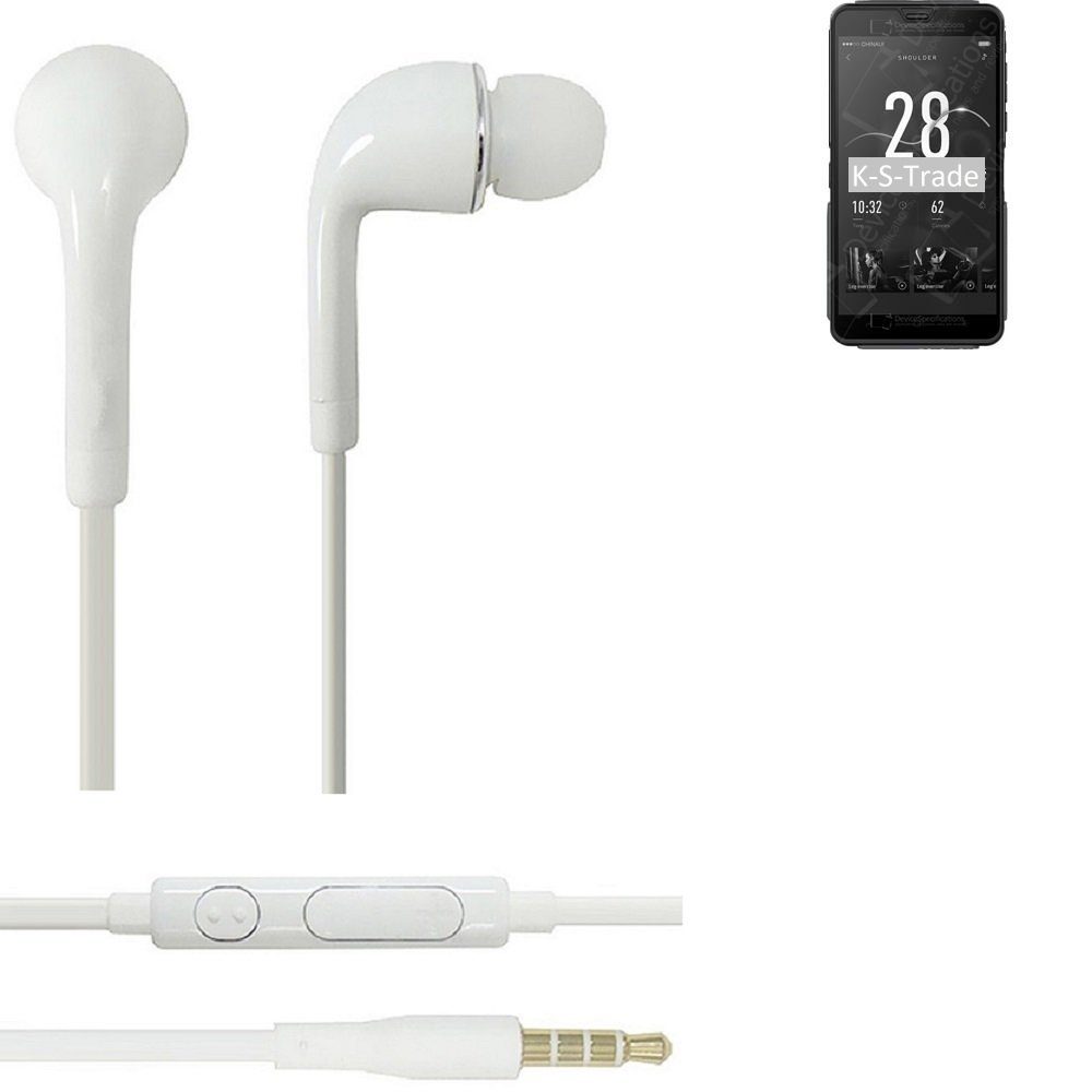 K-S-Trade für Elephone Soldier In-Ear-Kopfhörer (Kopfhörer Headset mit Mikrofon u Lautstärkeregler weiß 3,5mm)