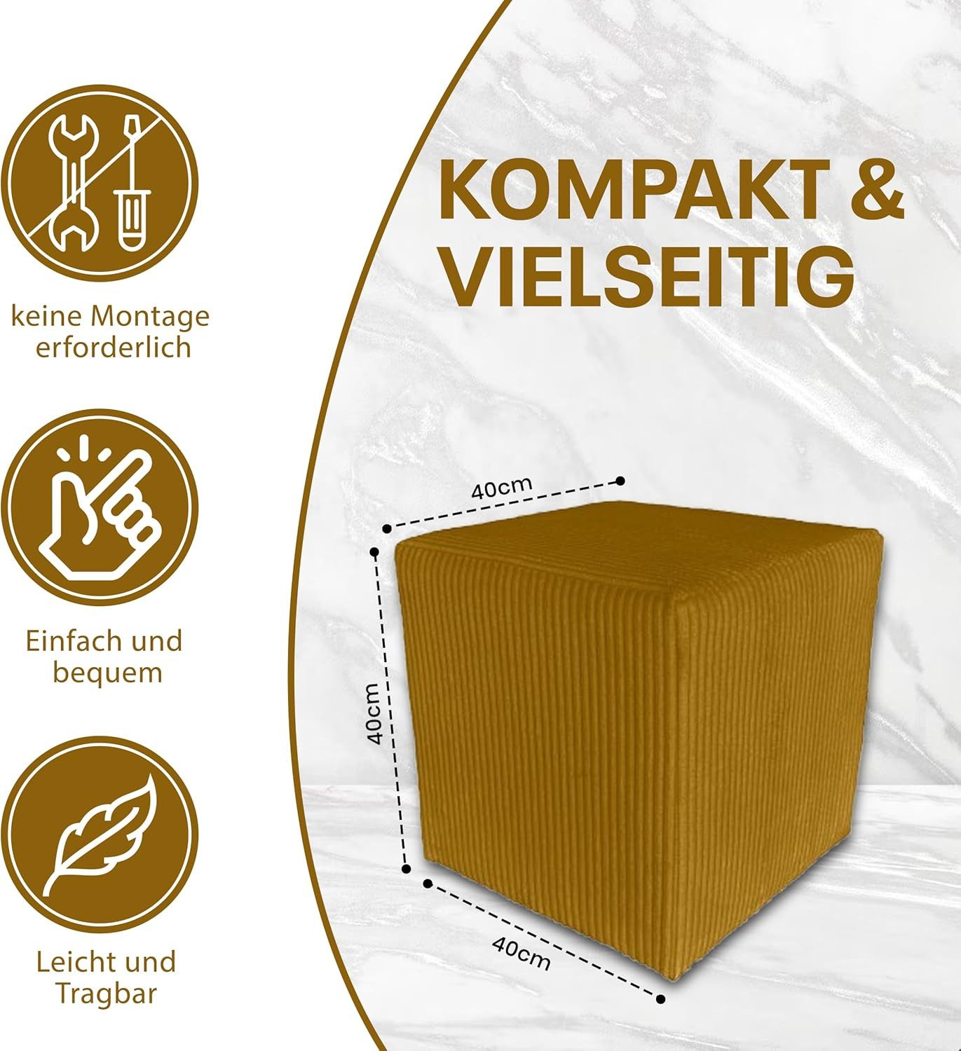 Best for Home Sitzwürfel Best For Home Sitzwürfel Pouf Hocker – Samt, Fußho günstig online kaufen