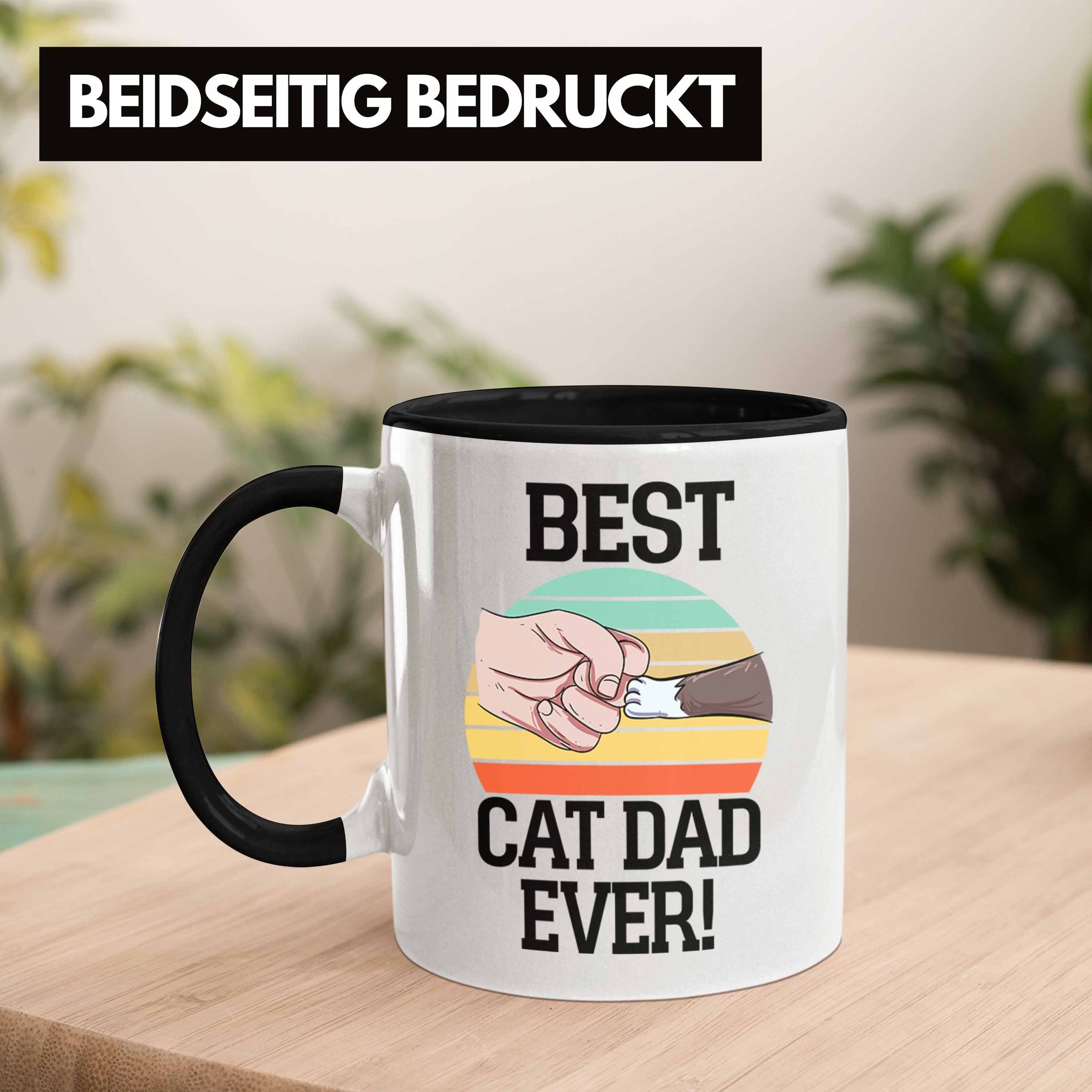Trendation Katzen-Papa Ever Katzenmotiv Geschenkidee Dad Best Tasse für Cat Tasse Schwarz