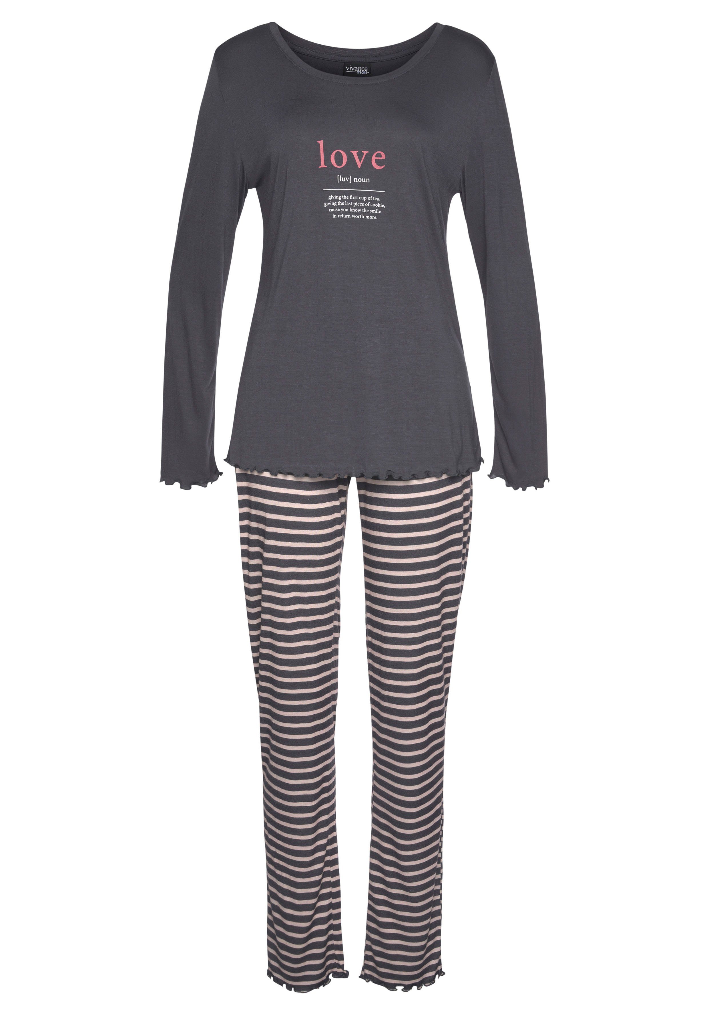 Vivance Dreams Pyjama (2 tlg) mit Kräuselsäumen günstig online kaufen