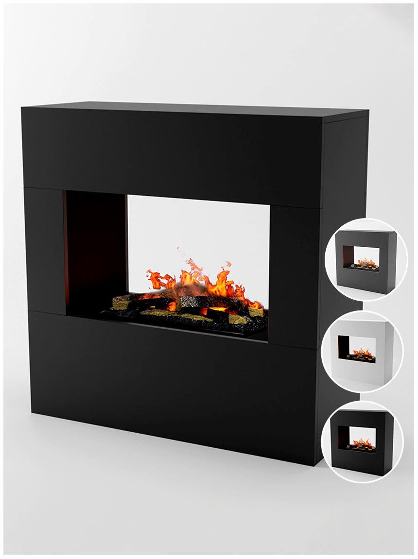 Feuer mit Wasserdampfkamin schwarz mit 3D GLOW Knistereffekt FIRE Elektrokamin »Goethe«, integriertem